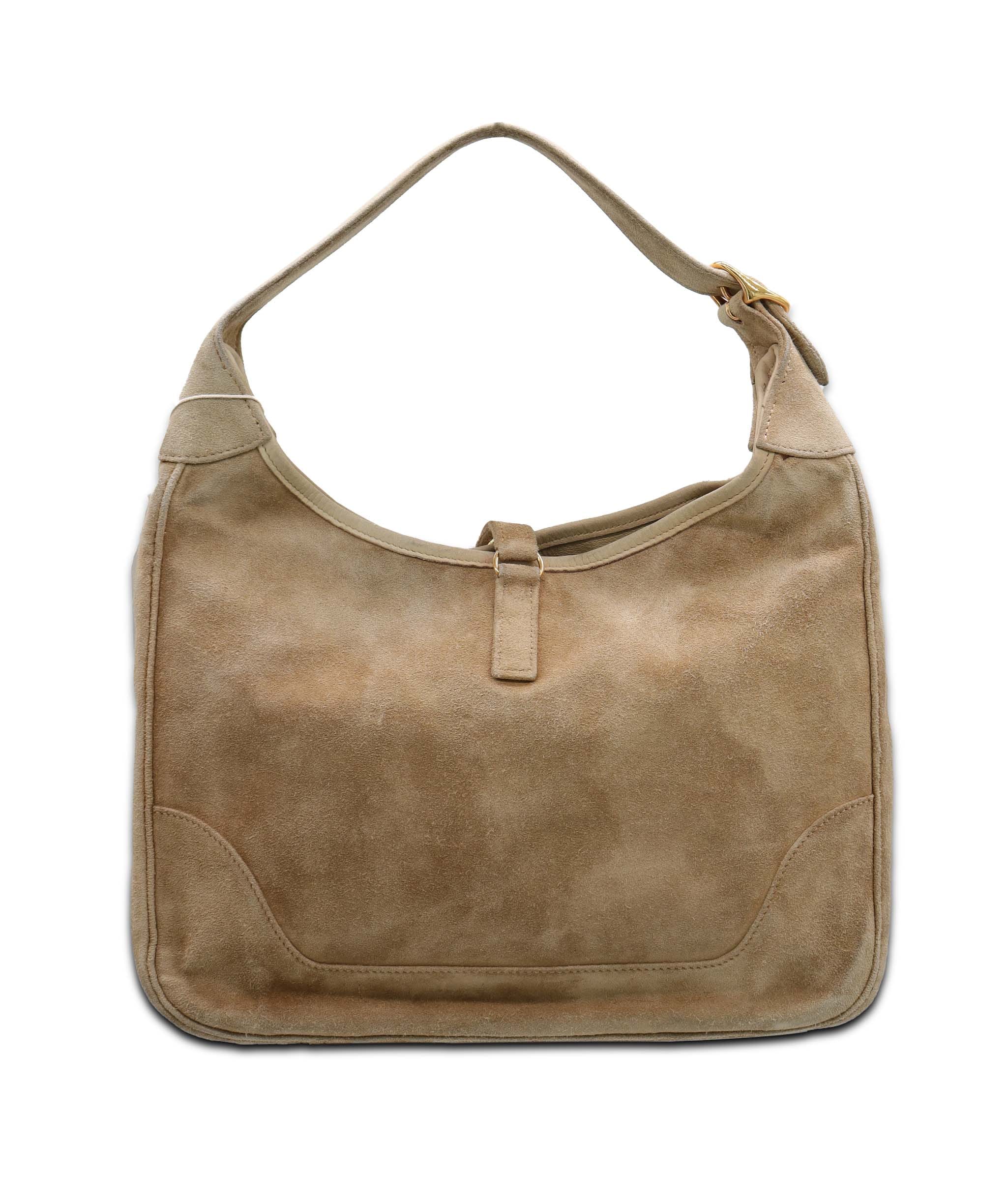 Hermes Hermes suede trim gold hardware beigesuede super rare AGC3561