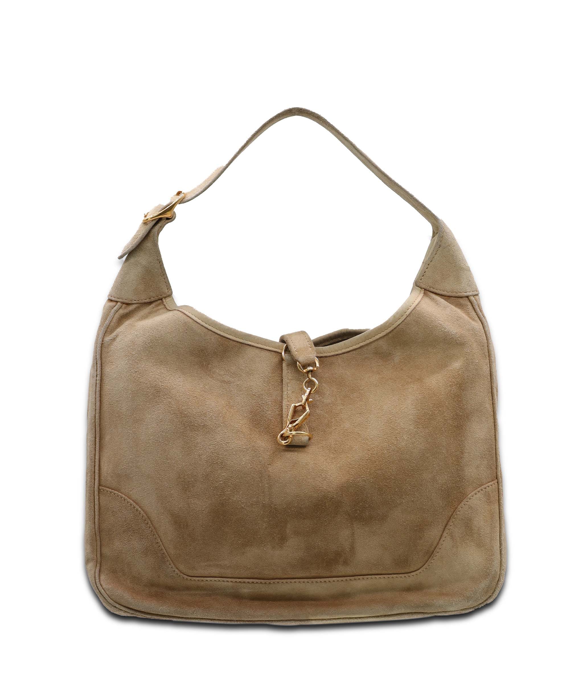 Hermes Hermes suede trim gold hardware beigesuede super rare AGC3561