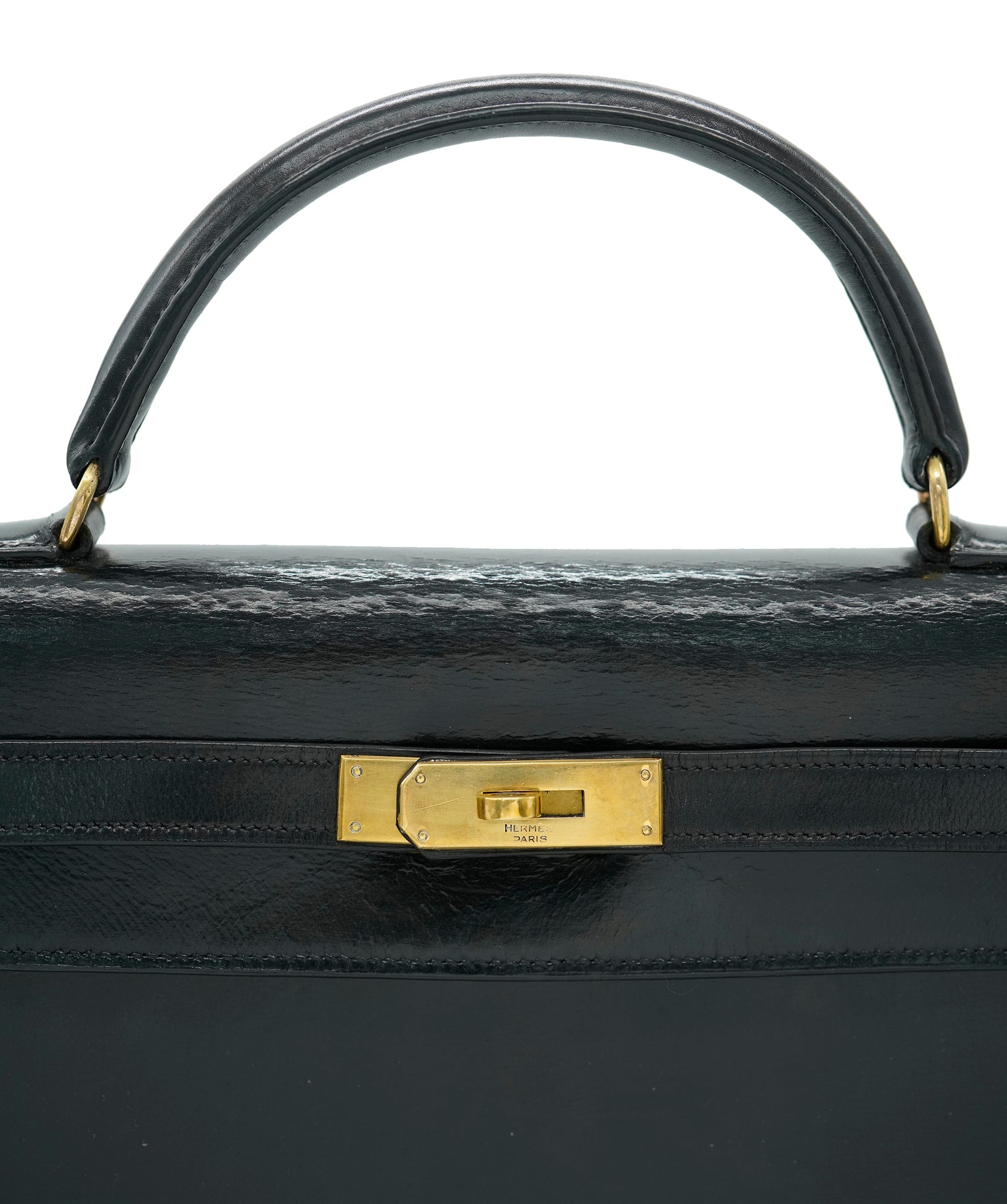 Hermès Hermes Vintage 1960 Kelly 32 Black Box Sellier With GHW  ALC1532