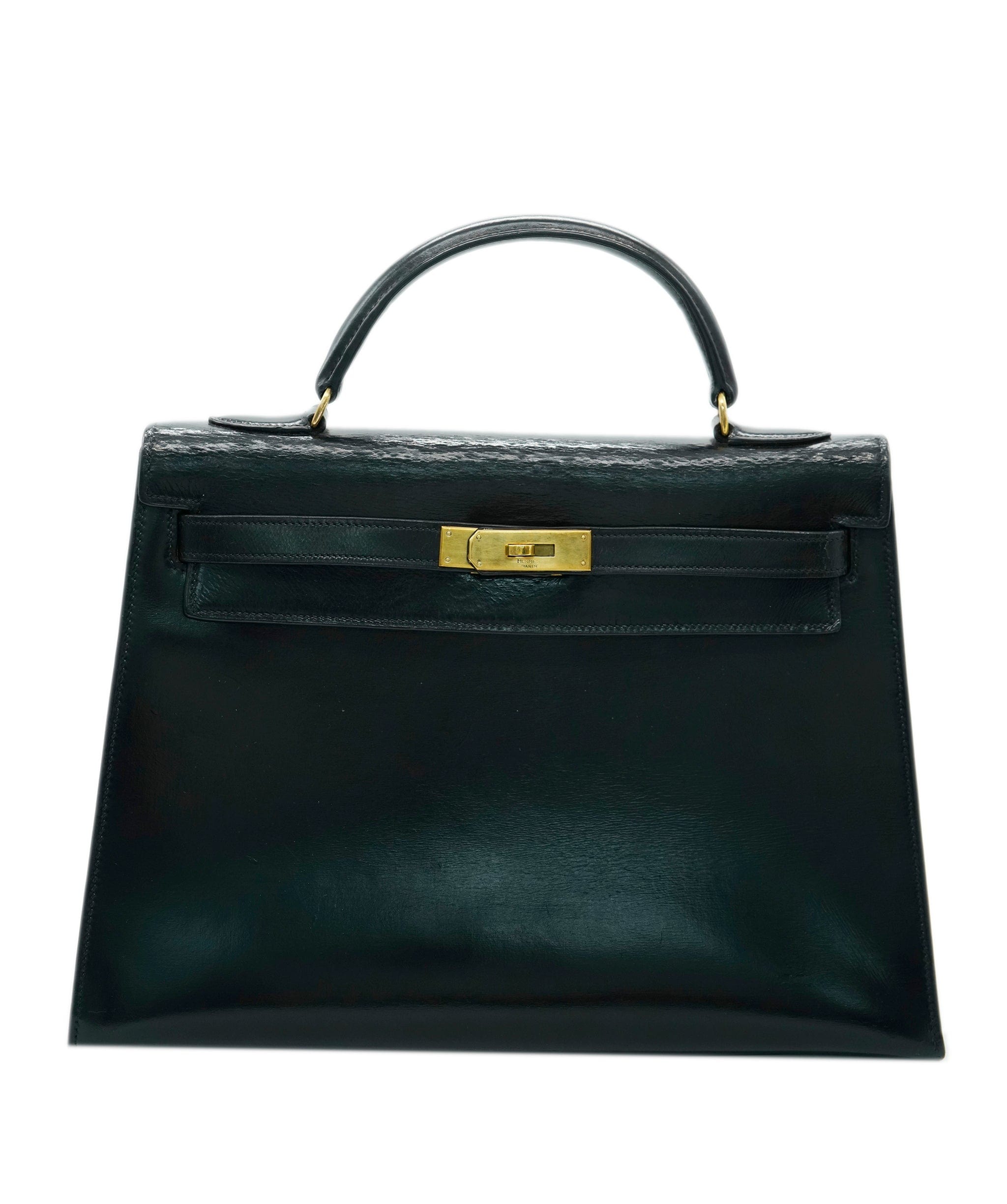 Hermès Hermes Vintage 1960 Kelly 32 Black Box Sellier With GHW  ALC1532