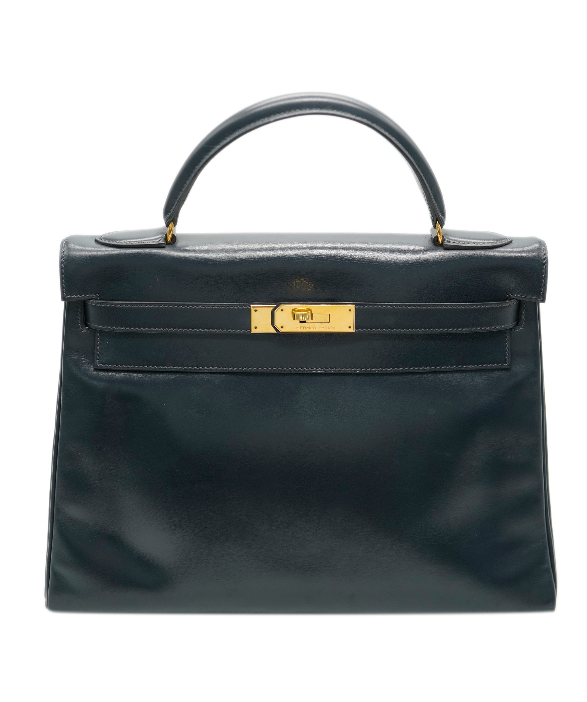 Hermès Hermès Vintage Kelly 32 Retourne Navy Boxcalf GHW #R ASL10534