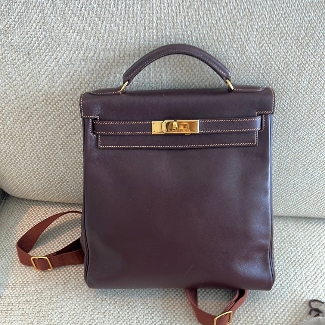 Hermès Hermès Vintage Kelly Ado Backpack Brown Gulliver GHW ASC4959