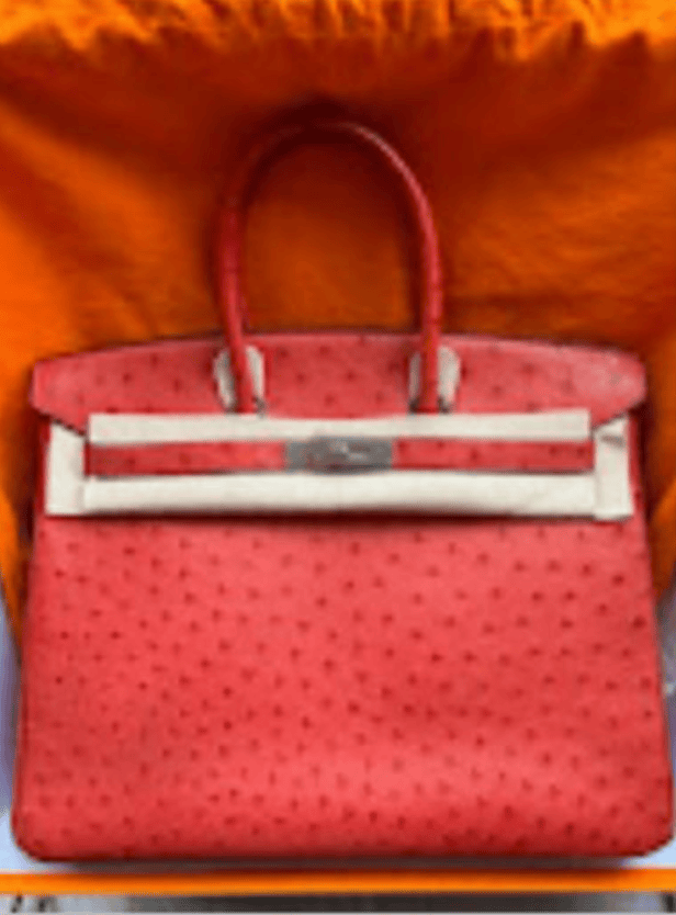 Hermes Hermes35 rouge vif phw square j ostrich  ALTC0760