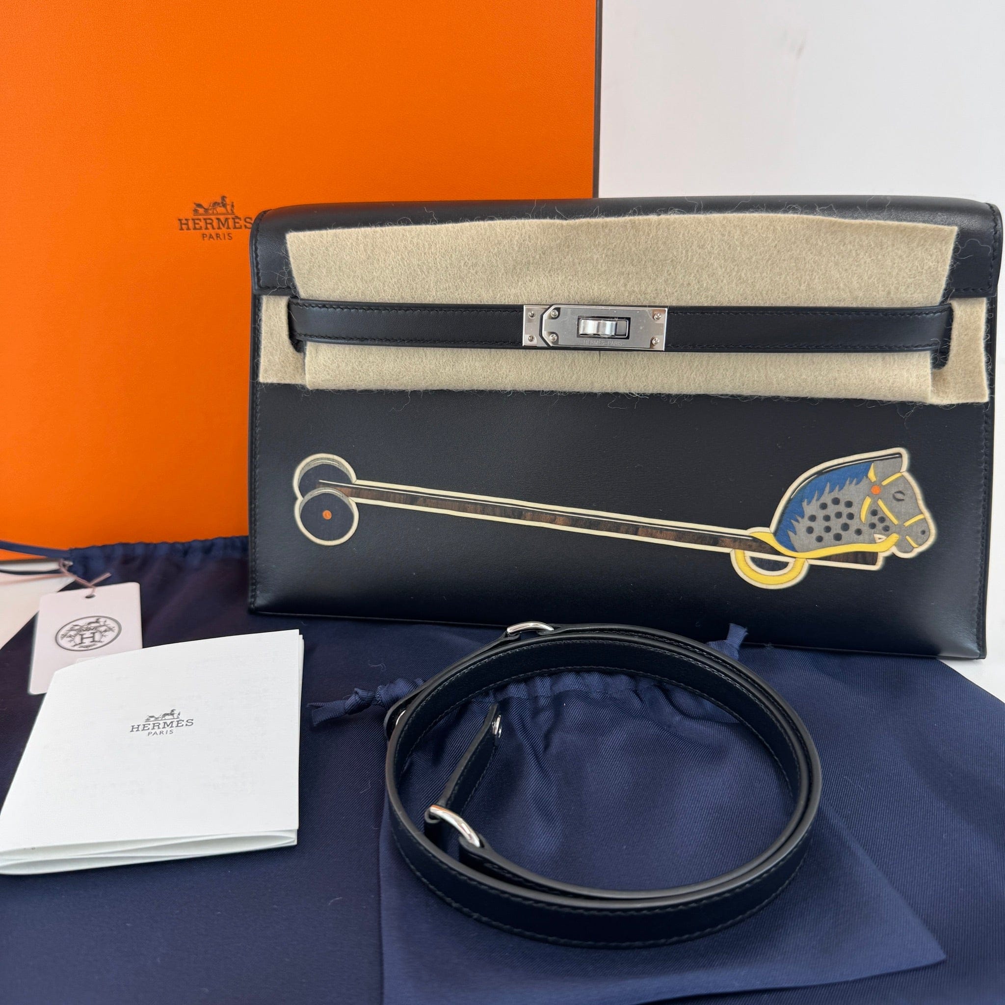 Hermès Kelly elan cheval de bois Black Tadela B-278750