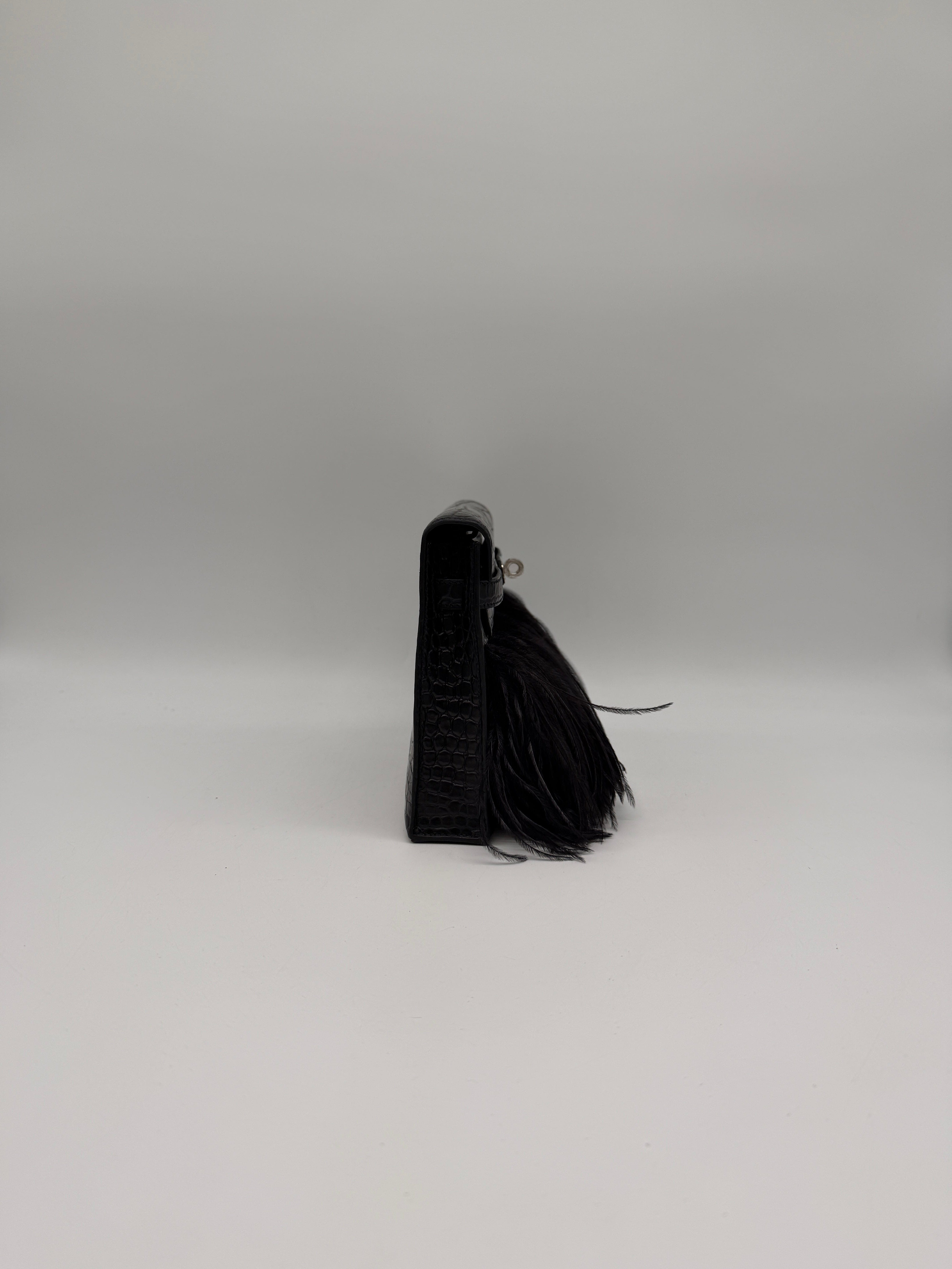 Hermès Kelly Elan Foile Black Matte Porosus Palladium Hardware