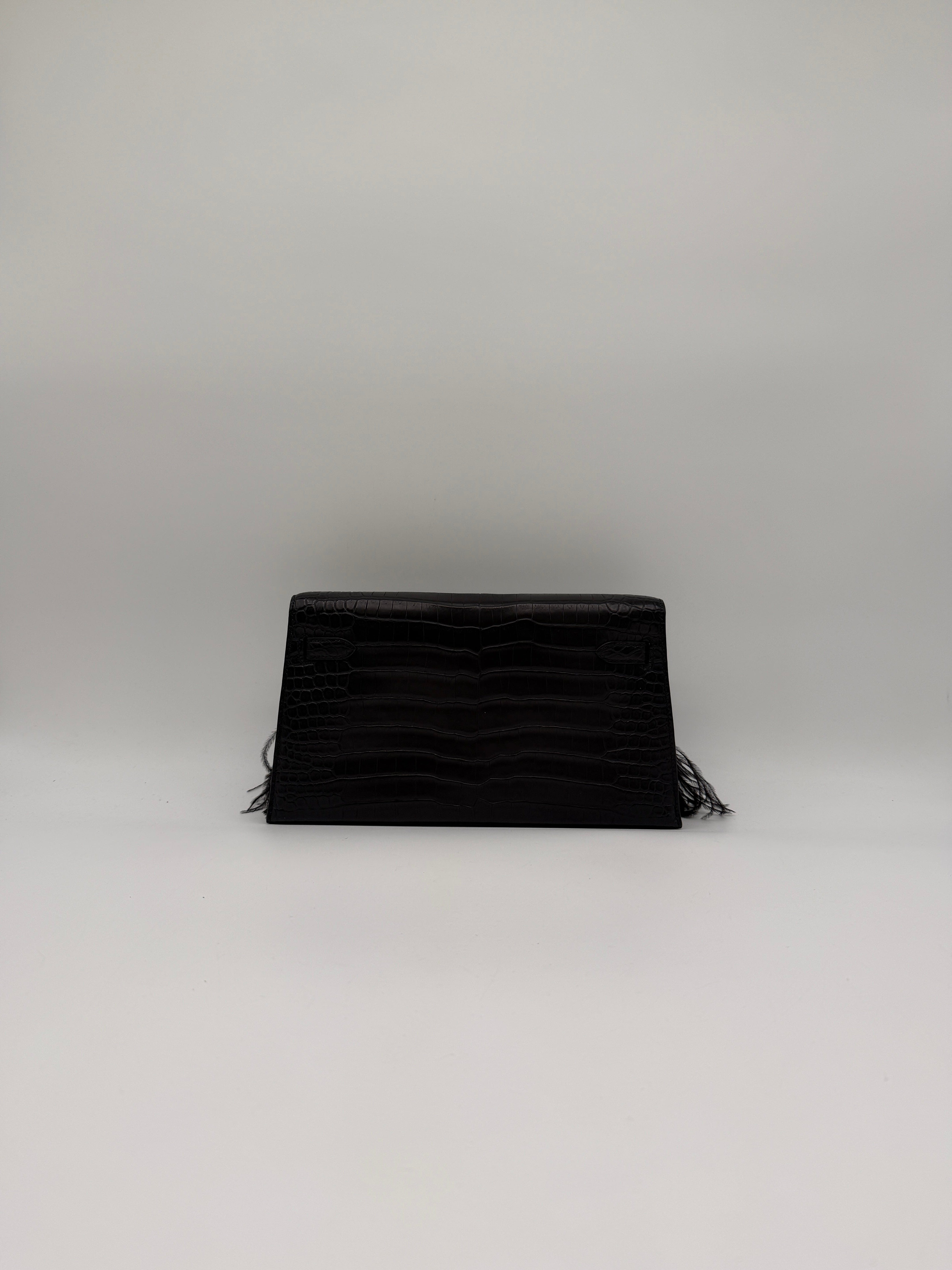 Hermès Kelly Elan Foile Black Matte Porosus Palladium Hardware