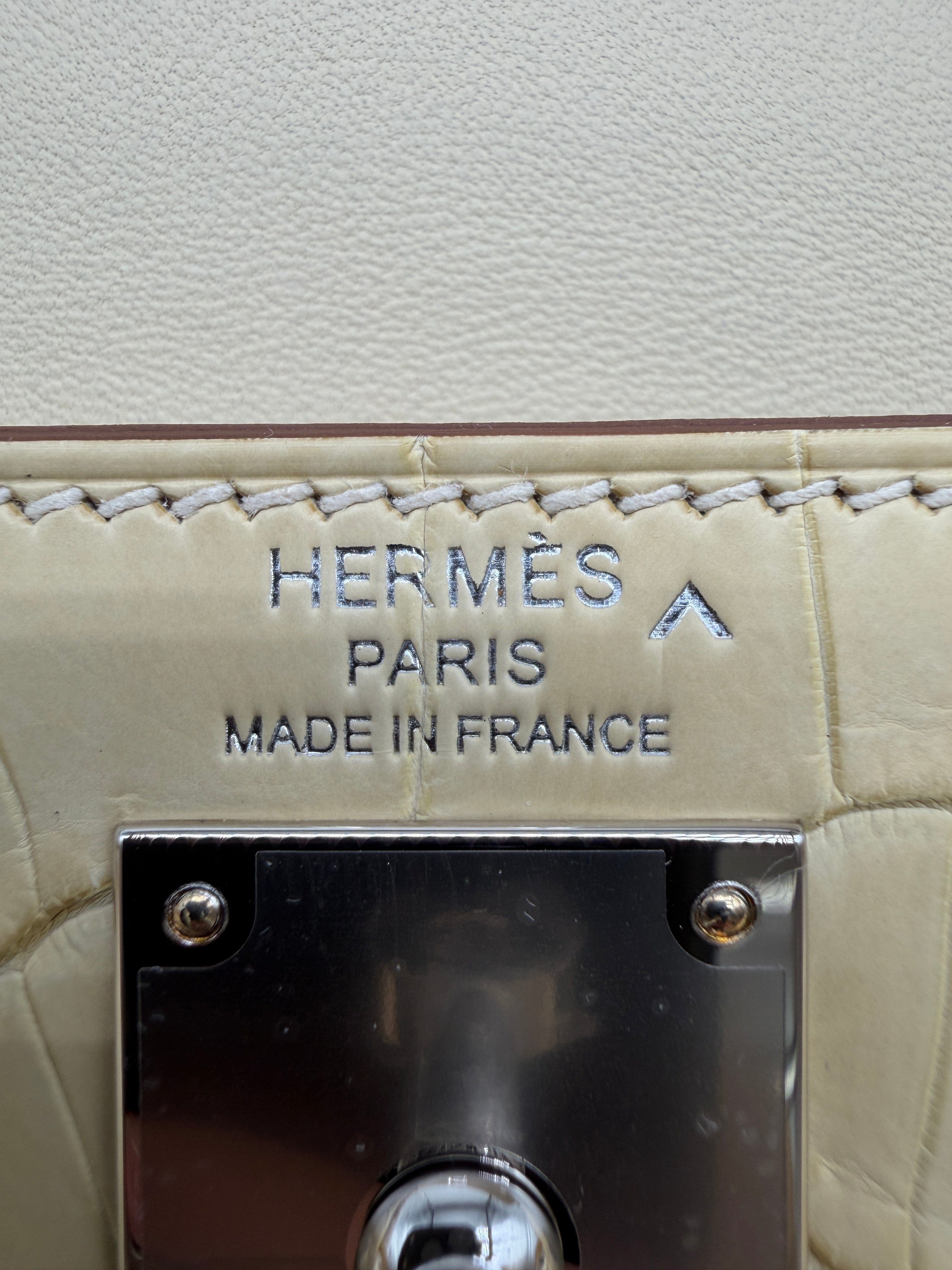 Hermès Kelly Elan Foile Vanilla Matte Porosus Palladium Hardware