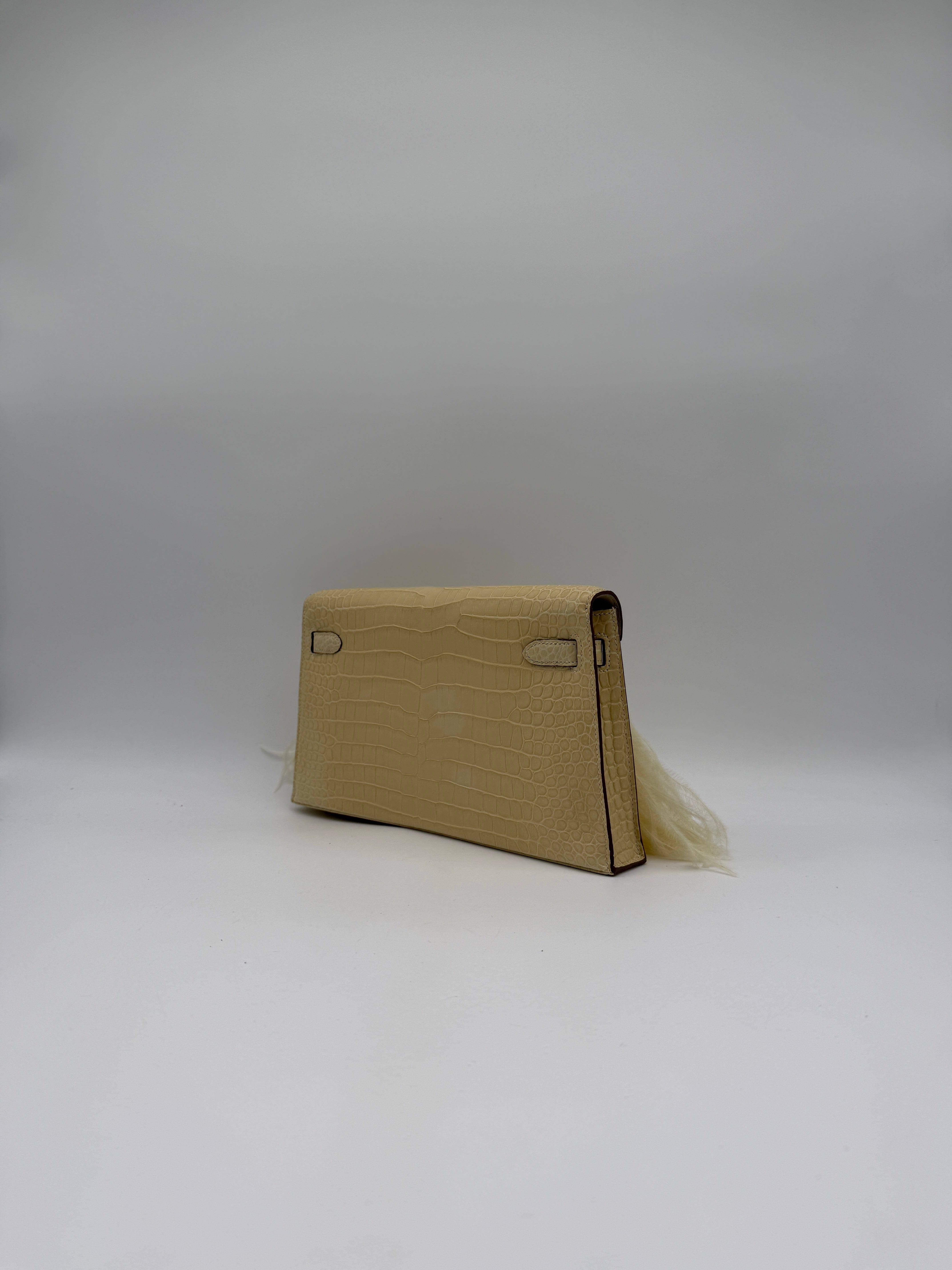 Hermès Kelly Elan Foile Vanilla Matte Porosus Palladium Hardware