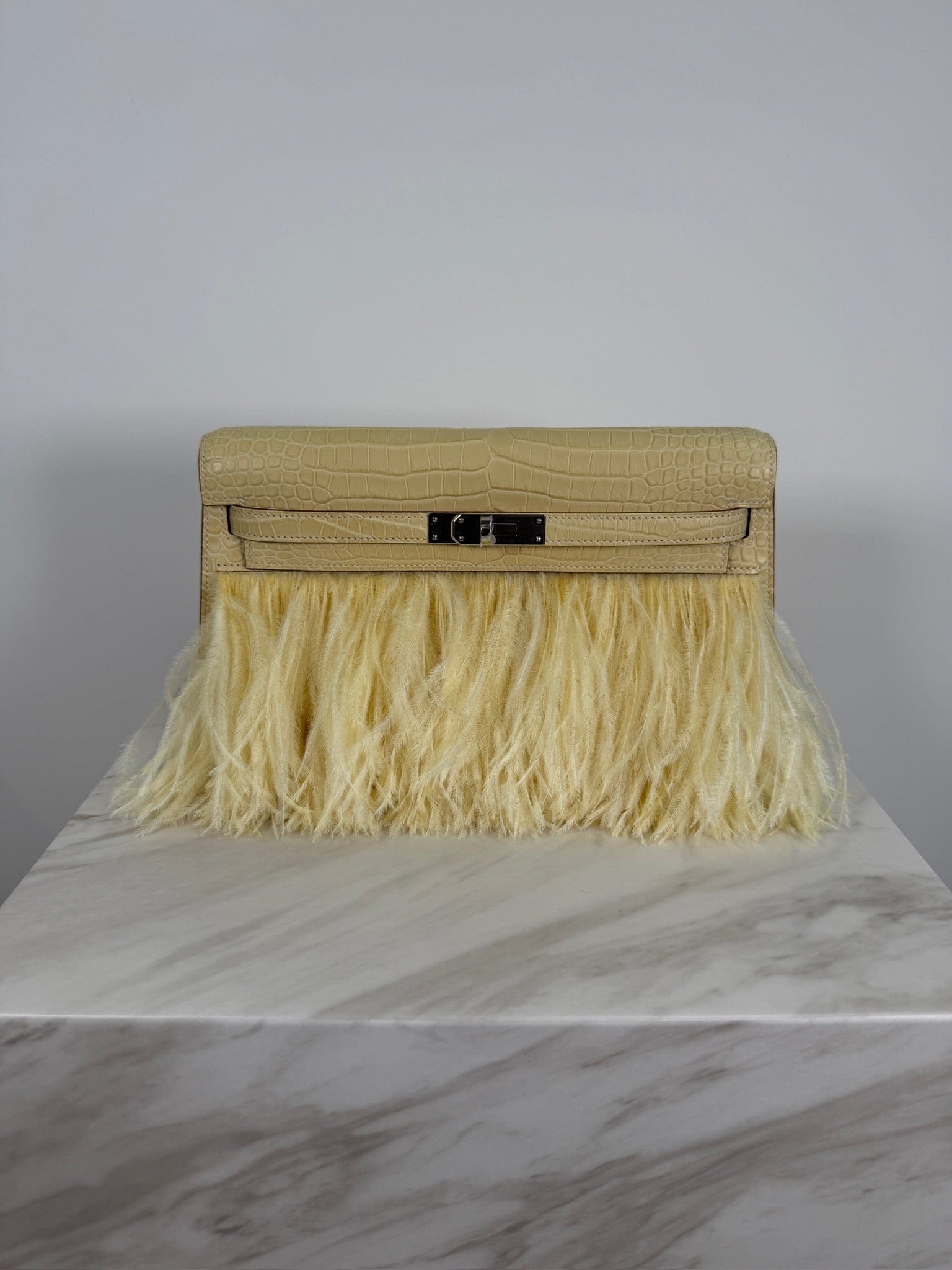 Hermès Kelly Elan Foile Vanilla Matte Porosus Palladium Hardware