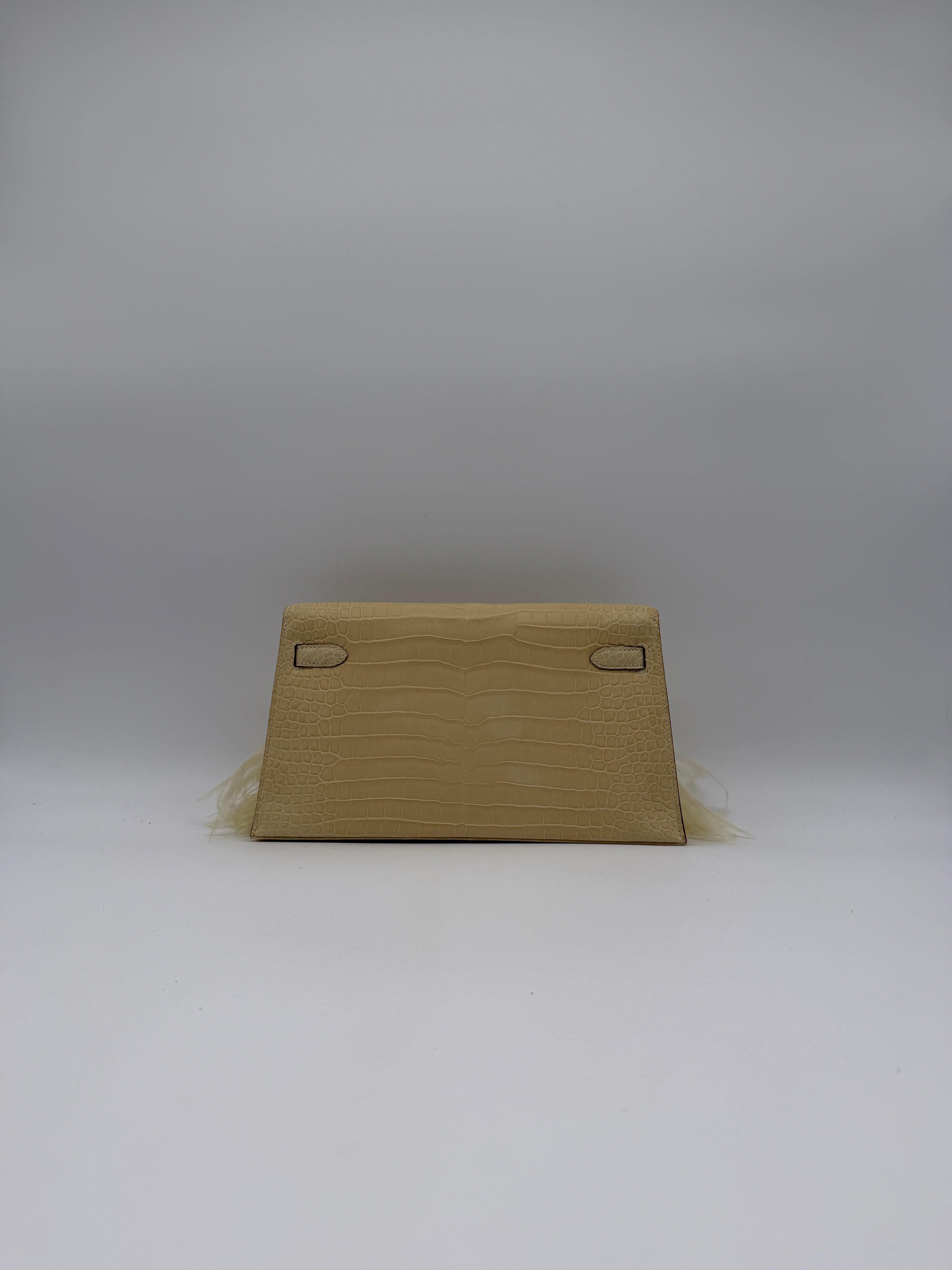 Hermès Kelly Elan Foile Vanilla Matte Porosus Palladium Hardware