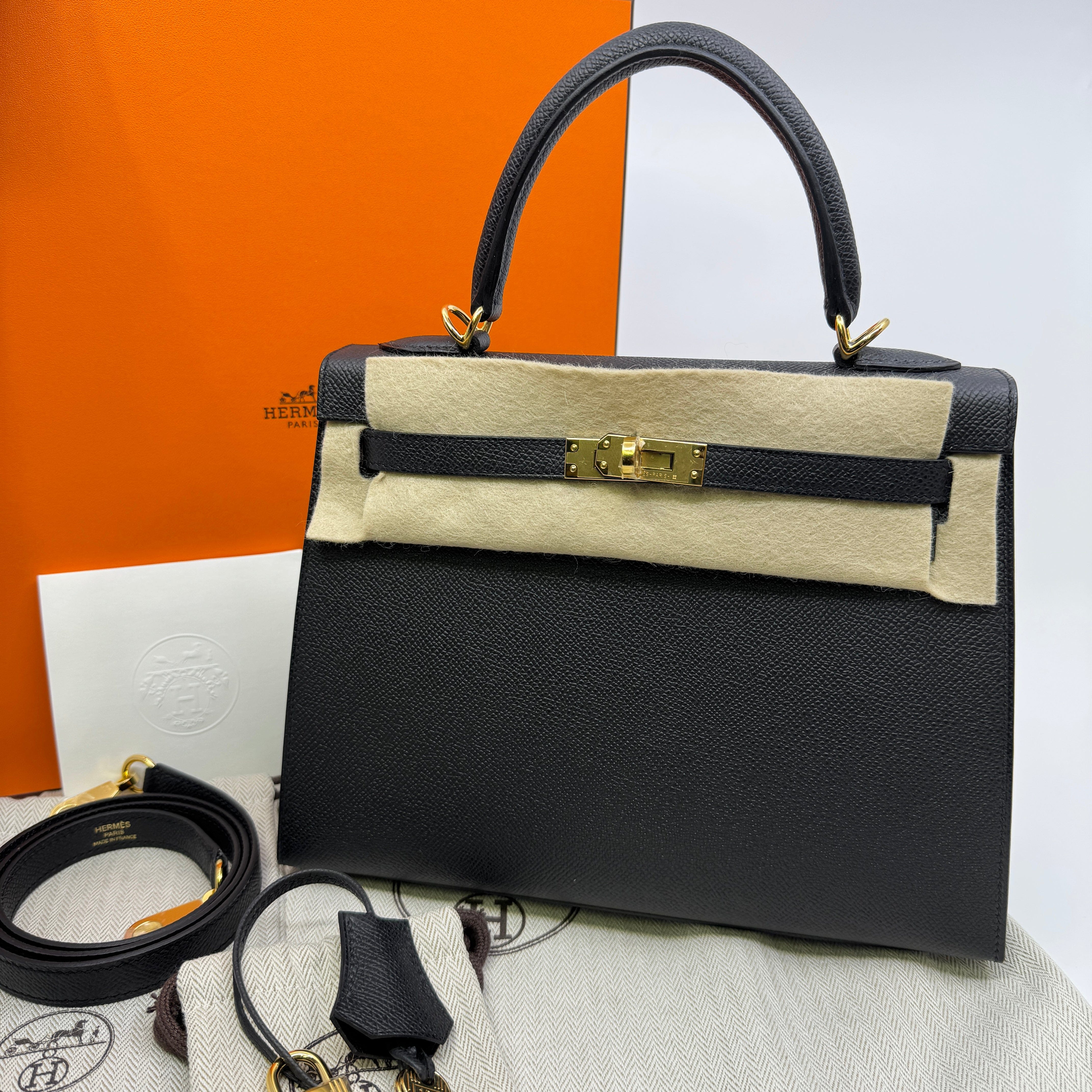 Hermès Kelly25 Black Epsom GHW K B-325910