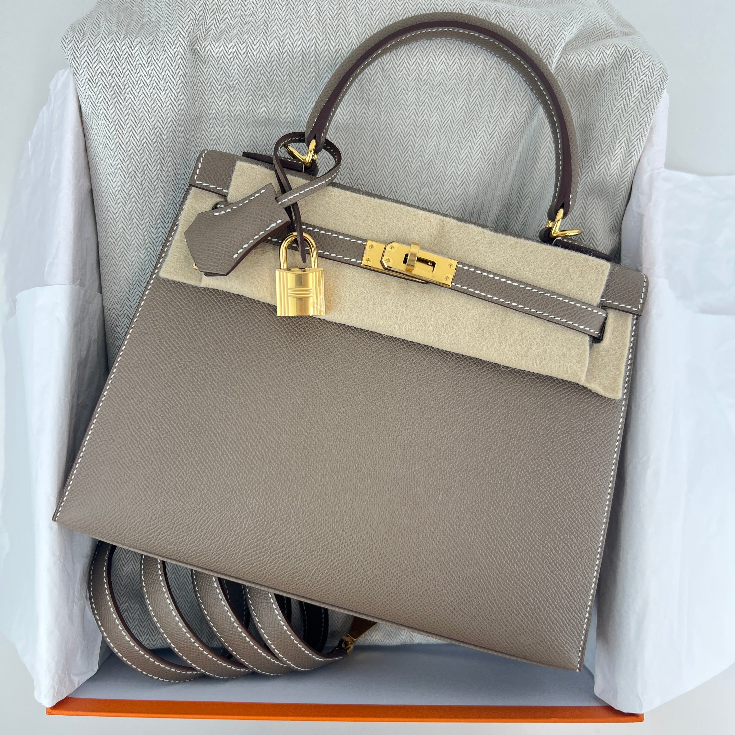 Hermès Kelly25 Etoupe Epsom GHW K B-334277
