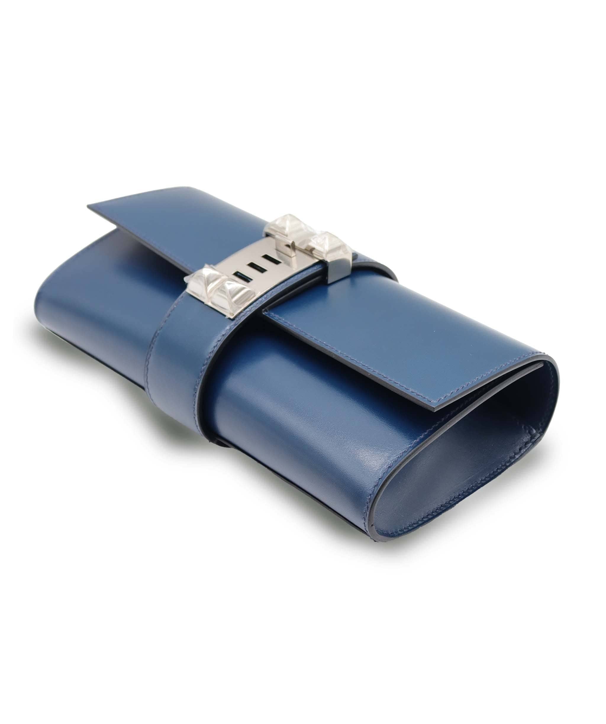 Hermès Medor Clutch Blue Du Prusse Swift PHW DXBS6182