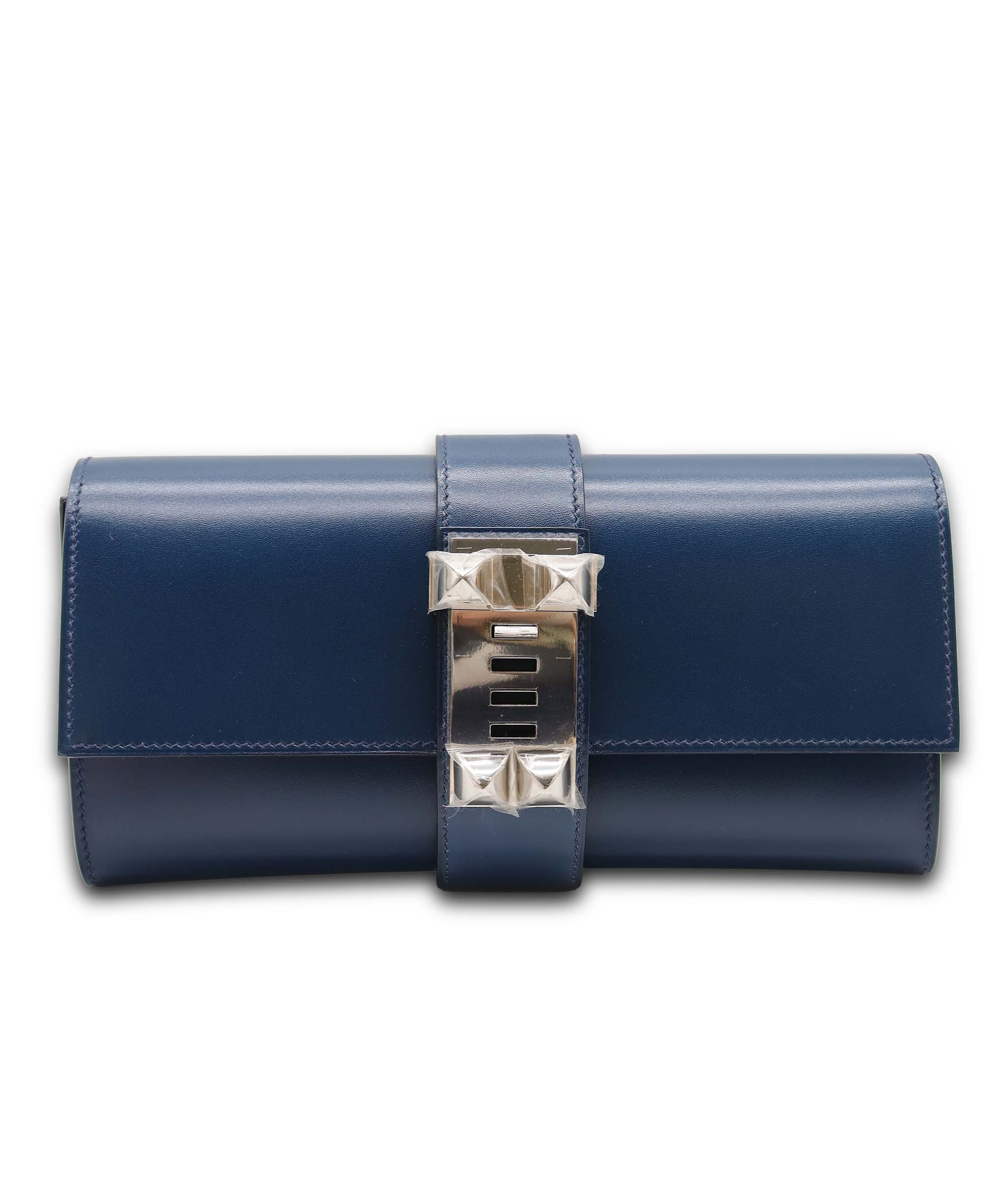 Hermès Medor Clutch Blue Du Prusse Swift PHW DXBS6182