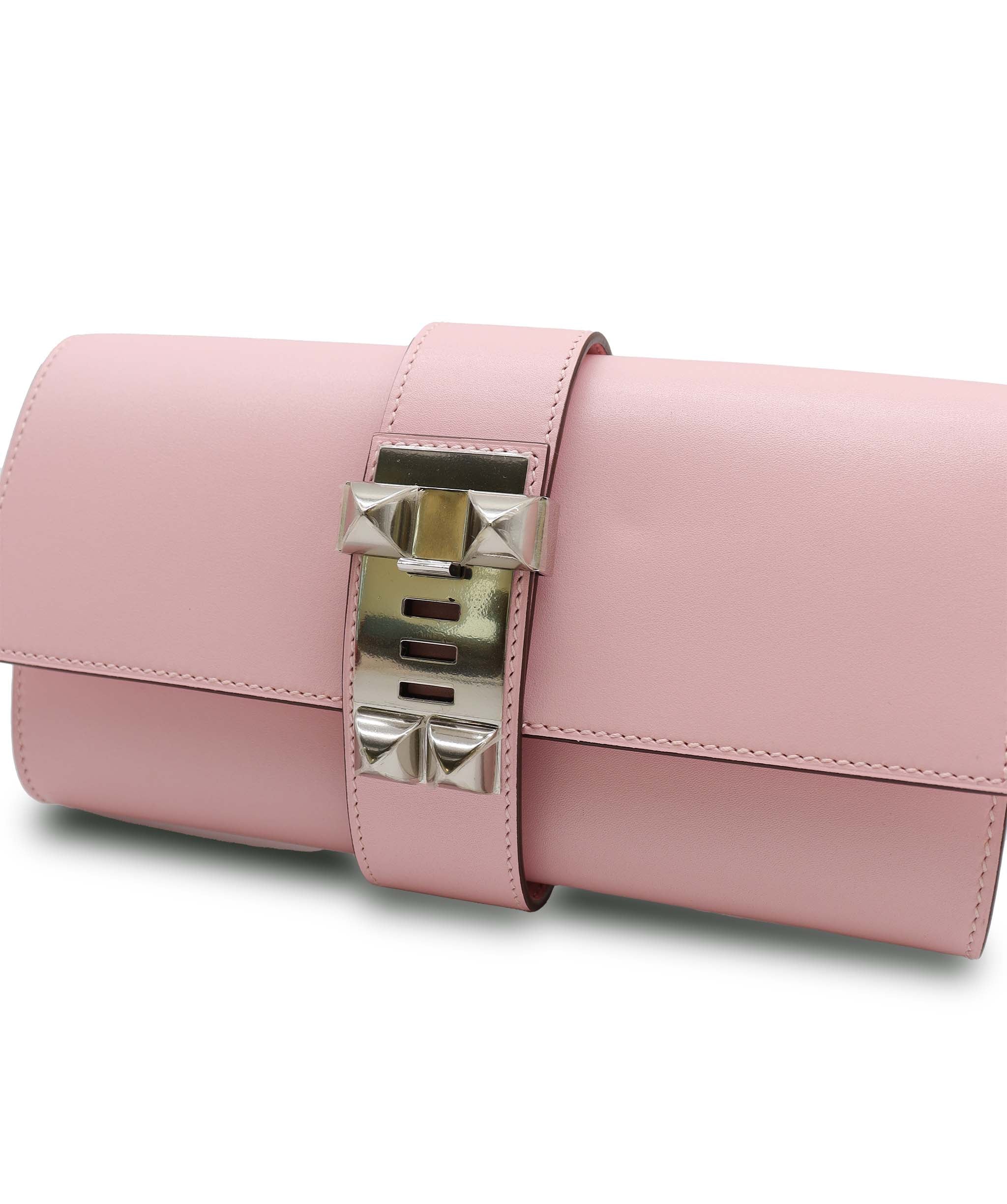 Hermès Medor Clutch Rose Sakura Swift PHW DXBS6181