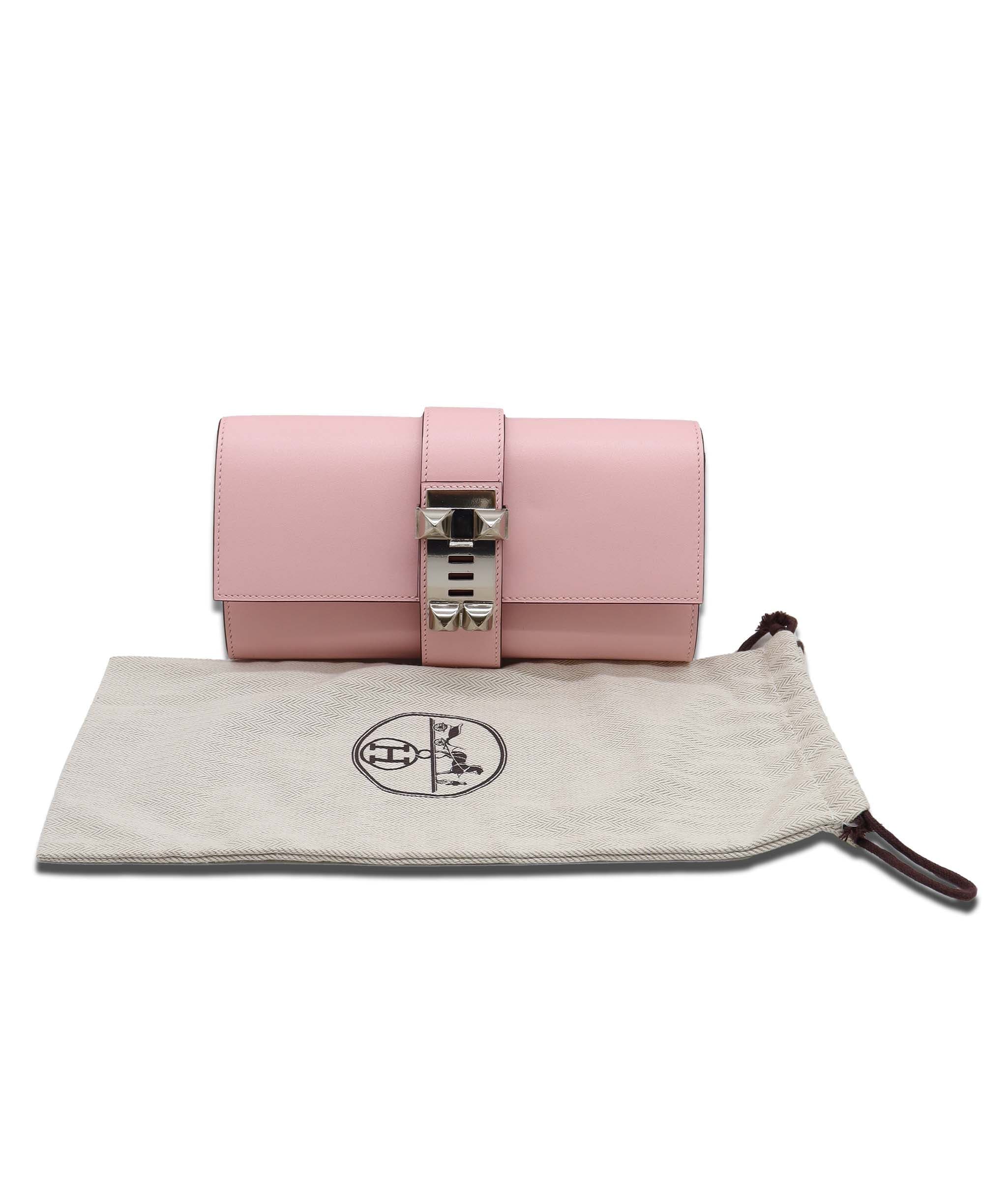 Hermès Medor Clutch Rose Sakura Swift PHW DXBS6181