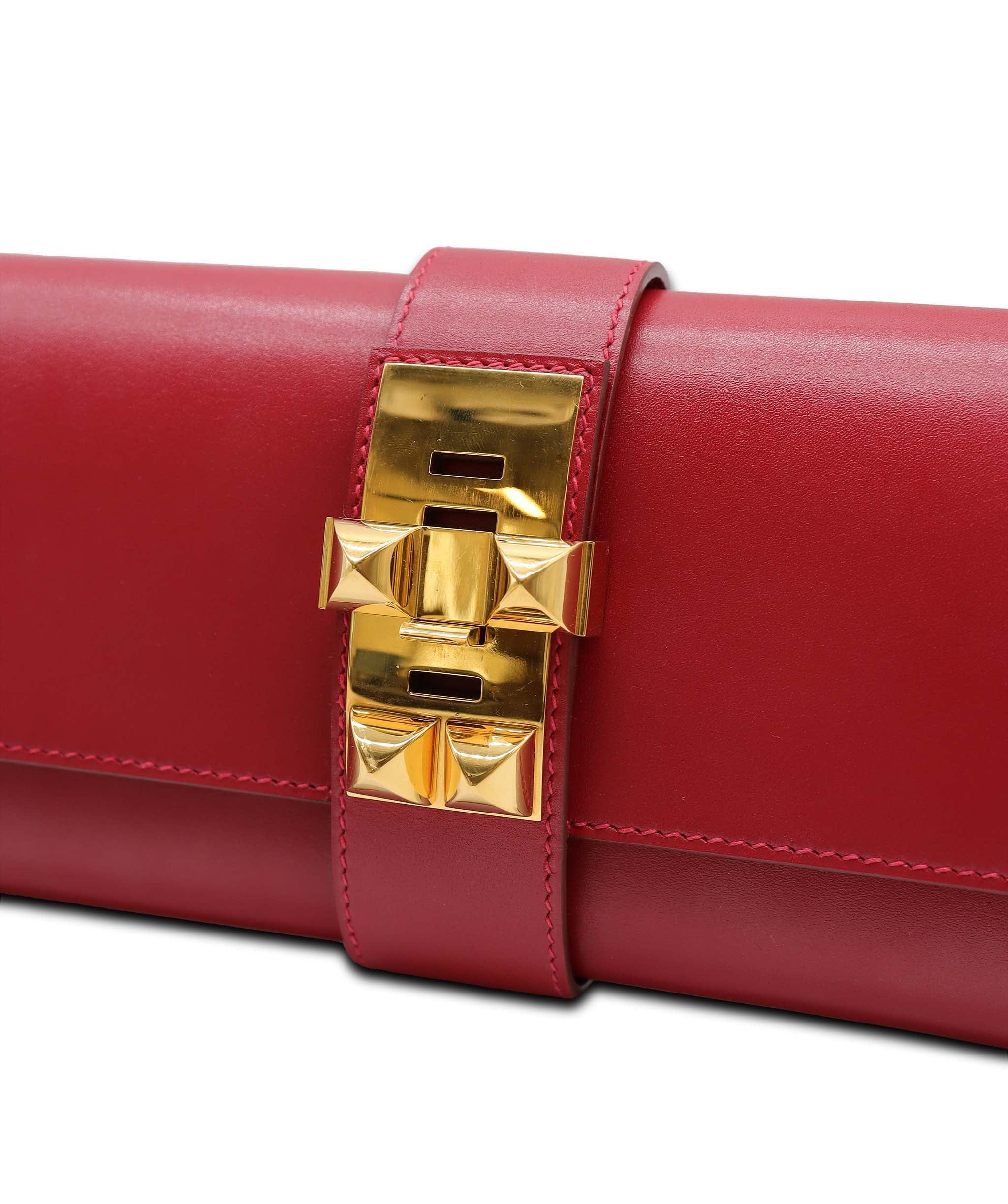 Hermès Medor Clutch Rouge Vif Swift GHW DXBS6180