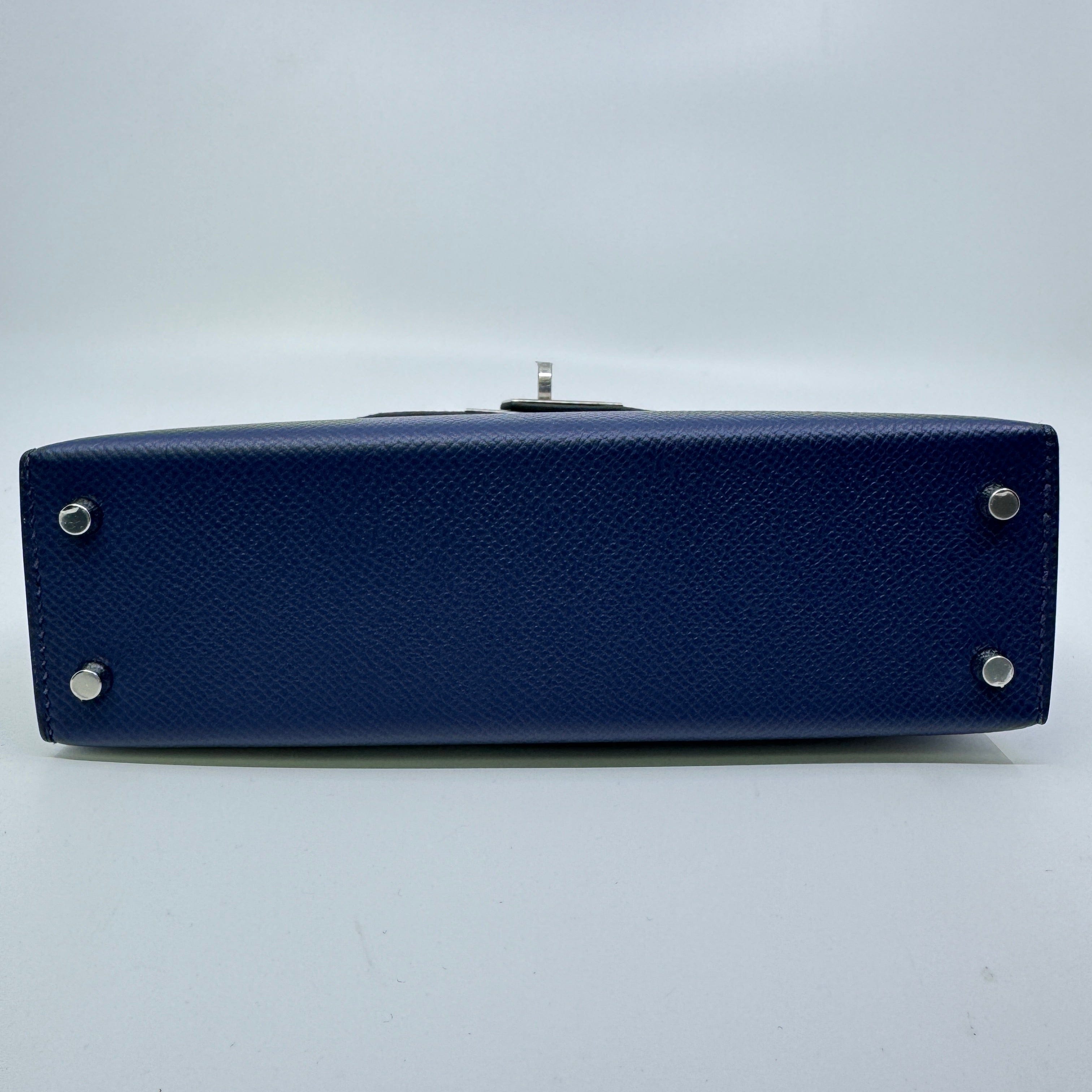 Hermès Mini kelly Blue navy Epsom PHW W B-317006