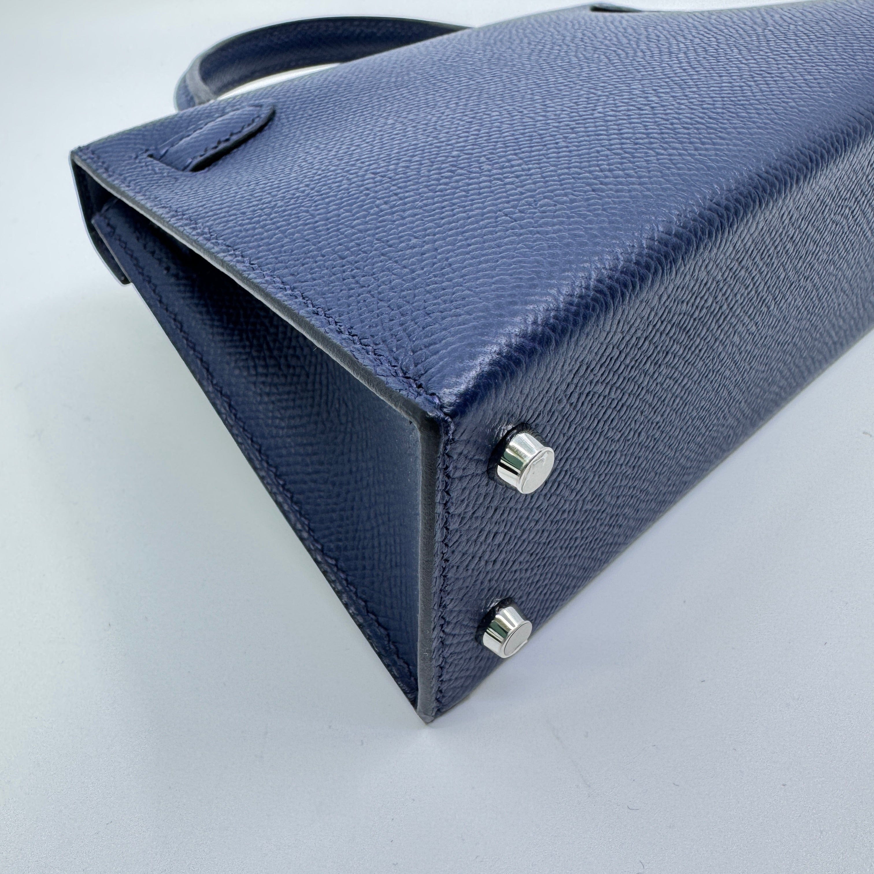 Hermès Mini kelly Blue navy Epsom PHW W B-317006