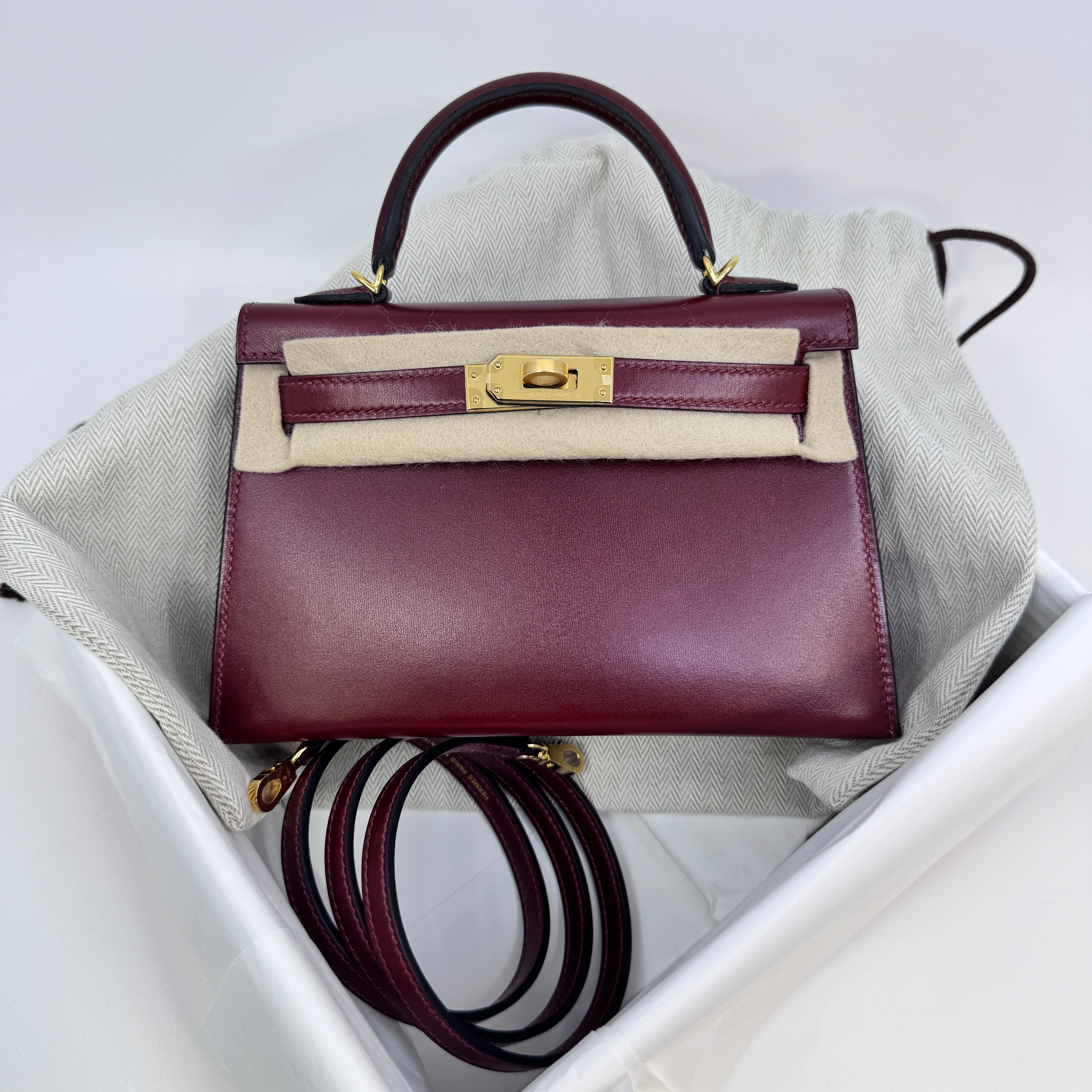 Hermès Mini kelly Rouge H Box calf GHW W B-332517