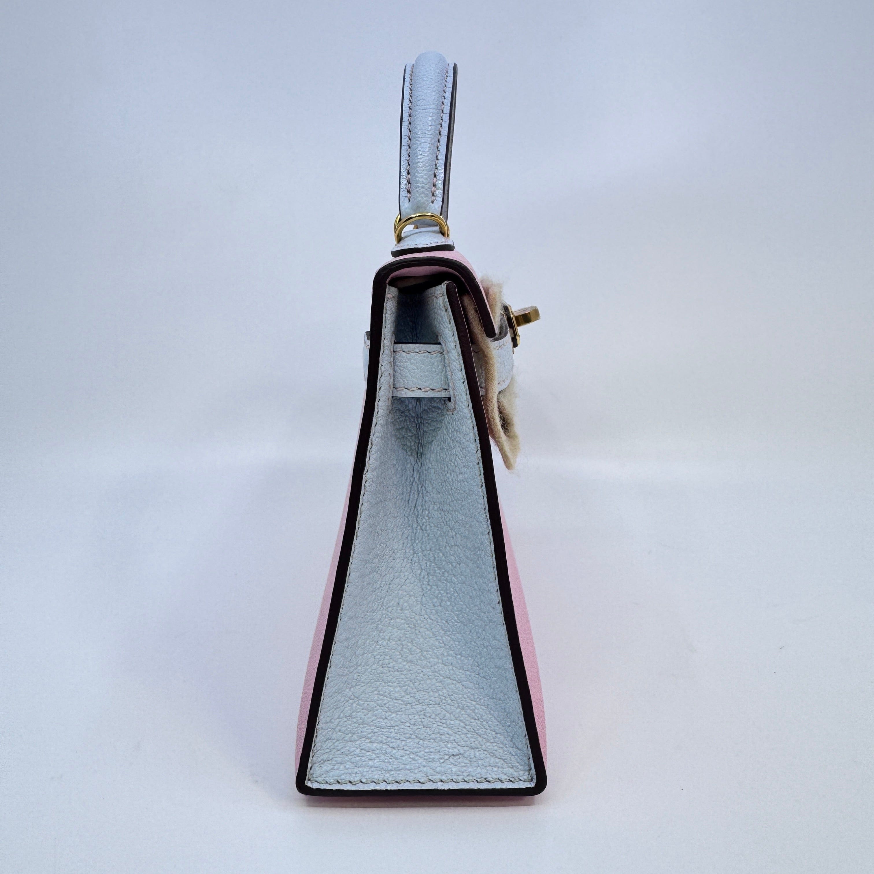 Hermès Mini kelly Sakura/Bule brume Epsom B-332542