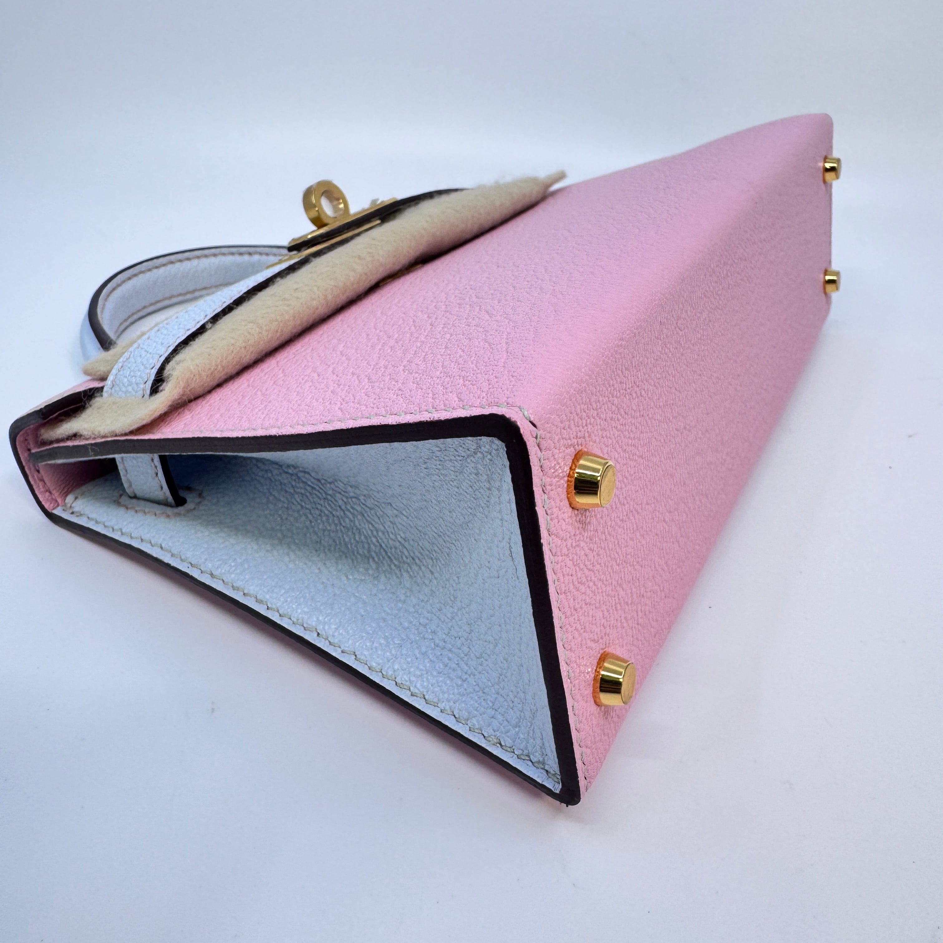 Hermès Mini kelly Sakura/Bule brume Epsom B-332542