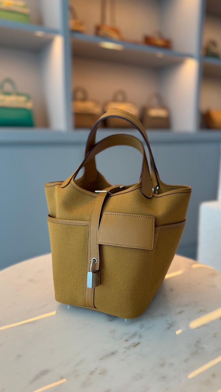 Hermès Picotin 18 Sesame	Canvas and Swift with Palladium Hardware AGC3220