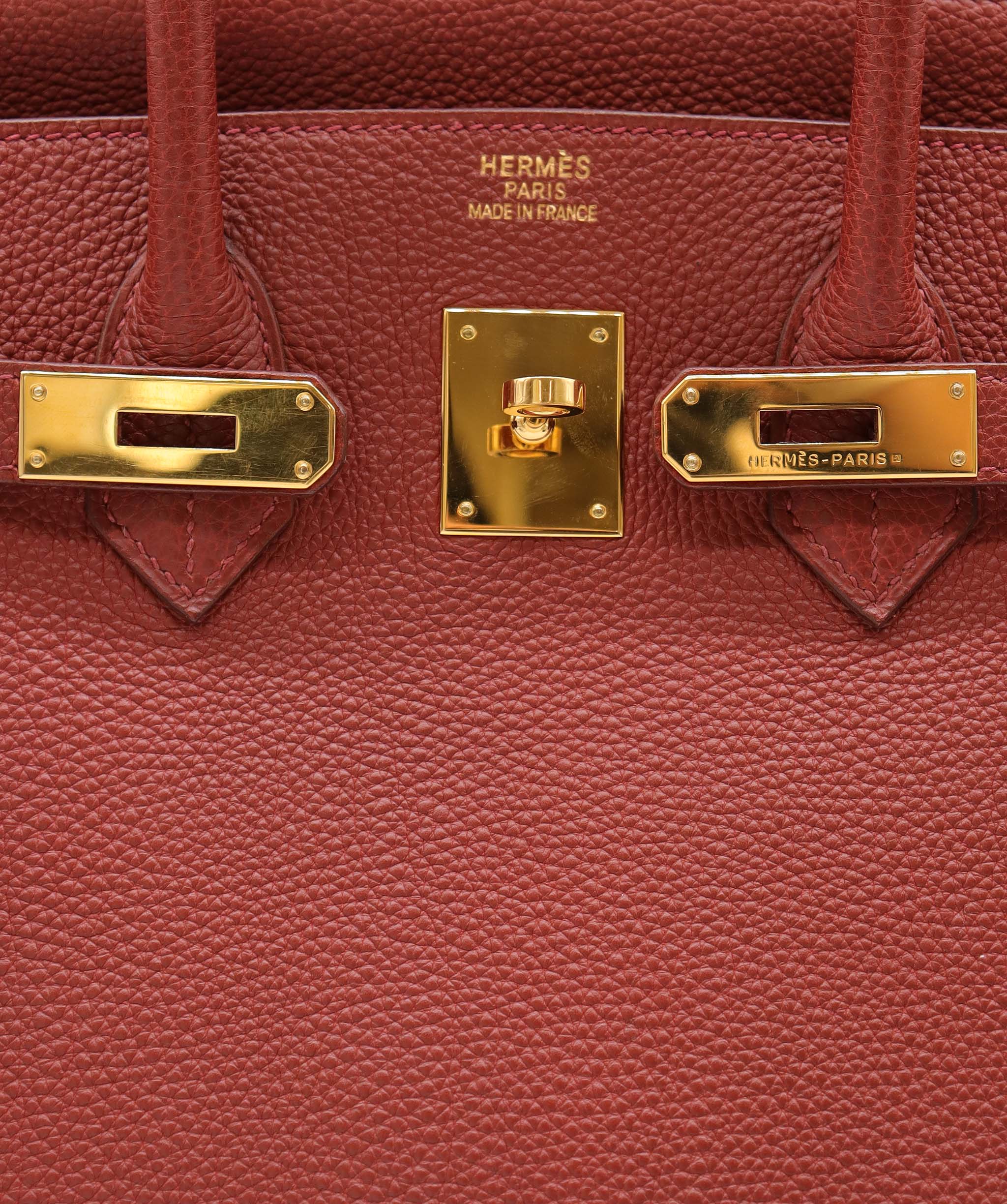 Hermès Sold xxxxxxx HERMES BIRKIN 35 BRICK TOGO HAND BAG 2004 SQUARE H GOLD HARDWARE 90311047 DXBS6092o
