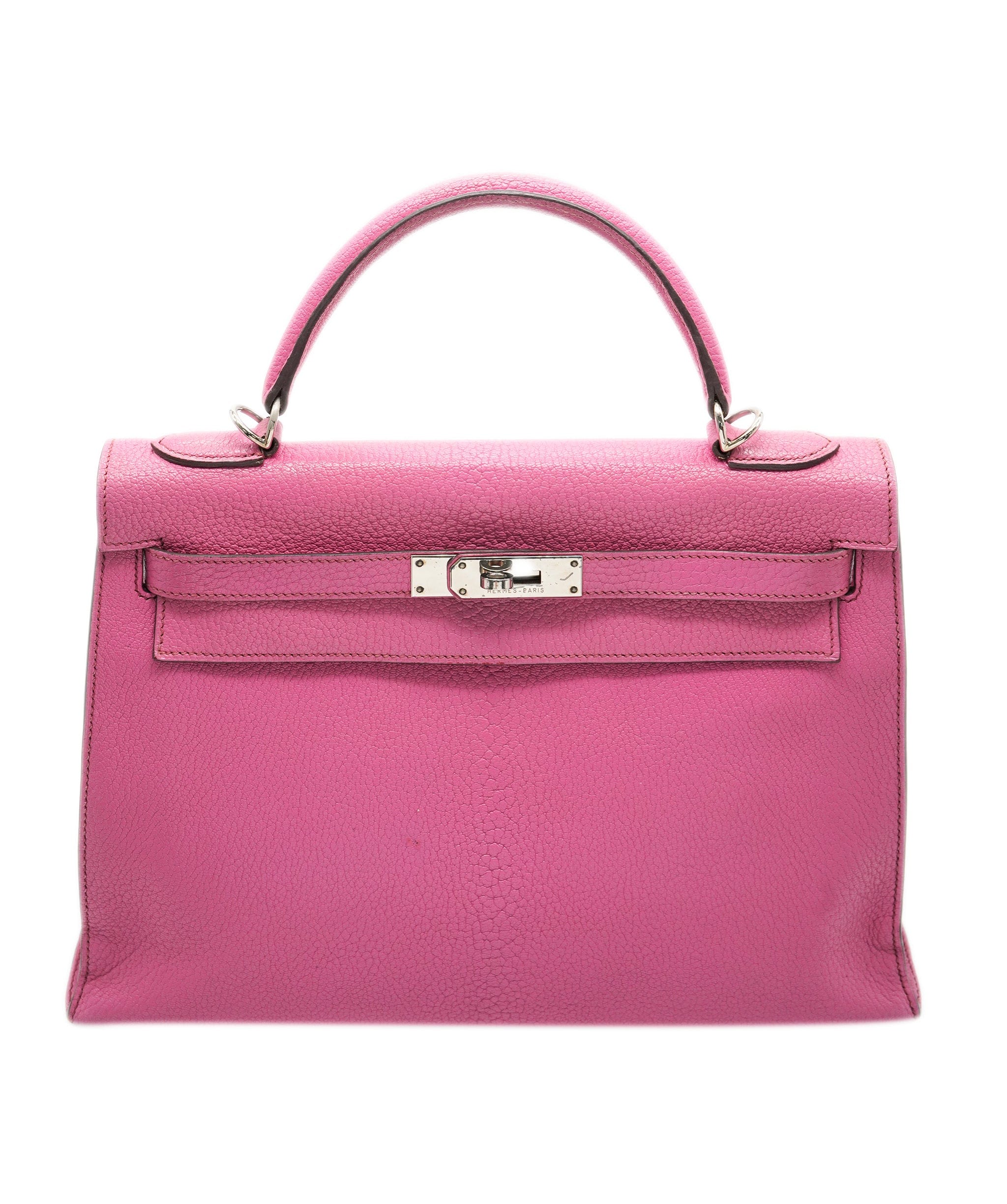 Hermès UK CUSTOMERS ONLY Hermès Vintage Kelly 32 Sellier Rose Shocking Chevre PHW #i ASL10553