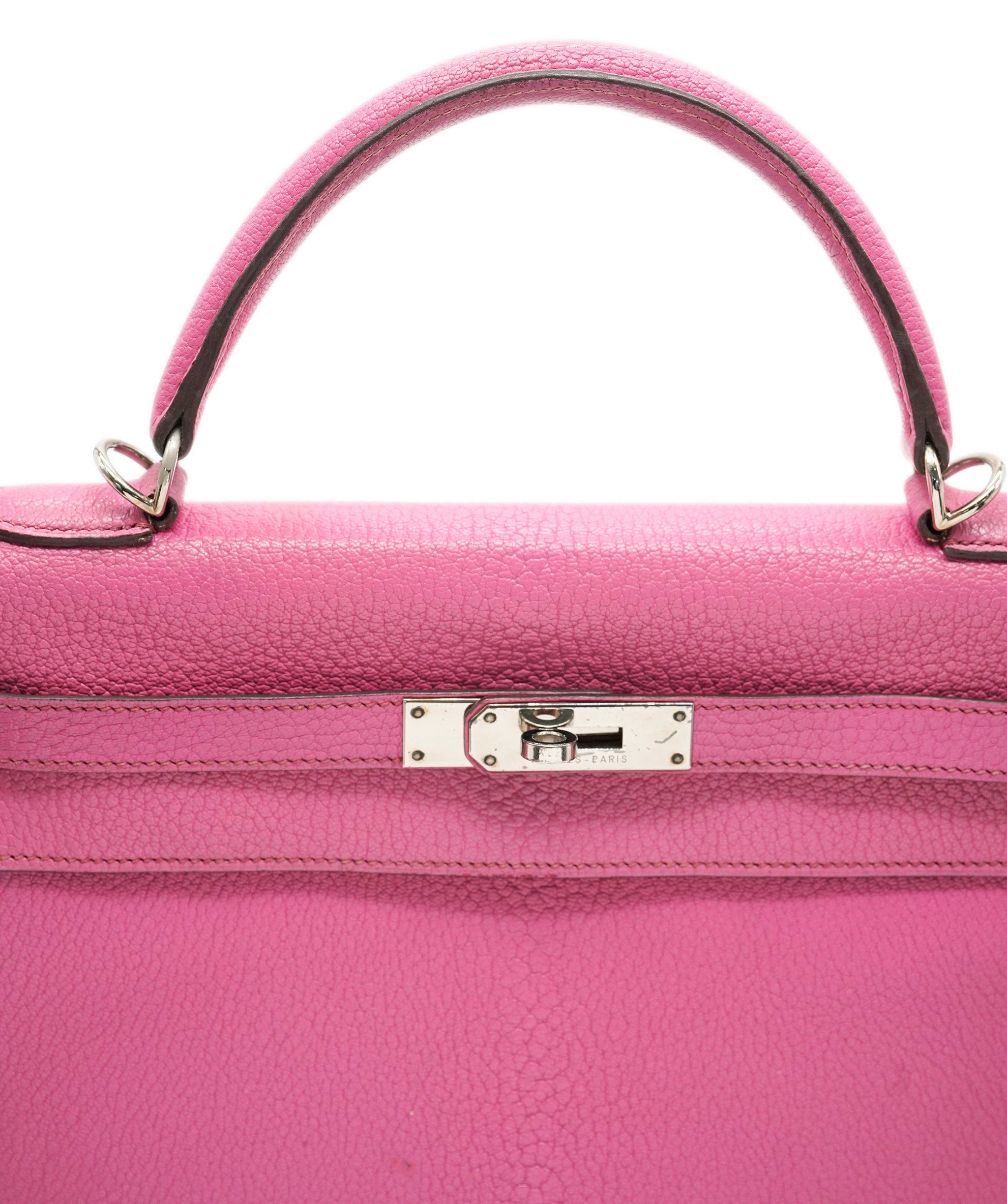 Hermès UK CUSTOMERS ONLY Hermès Vintage Kelly 32 Sellier Rose Shocking Chevre PHW #i ASL10553