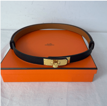 Hermes Hermes Black Kelly Belt with GHW - New in Box