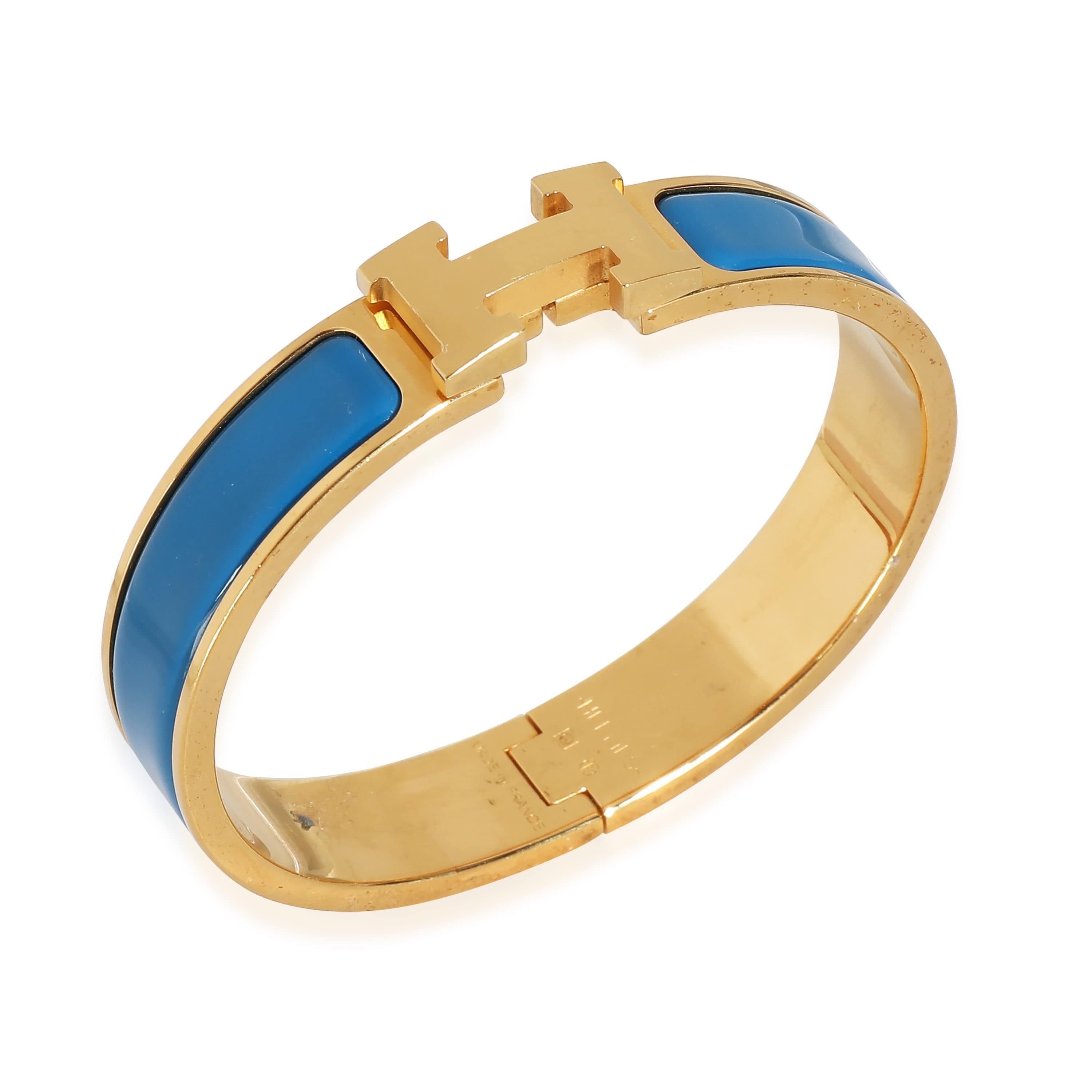 Hermès Clic H Blue Bracelet in  Gold Plated