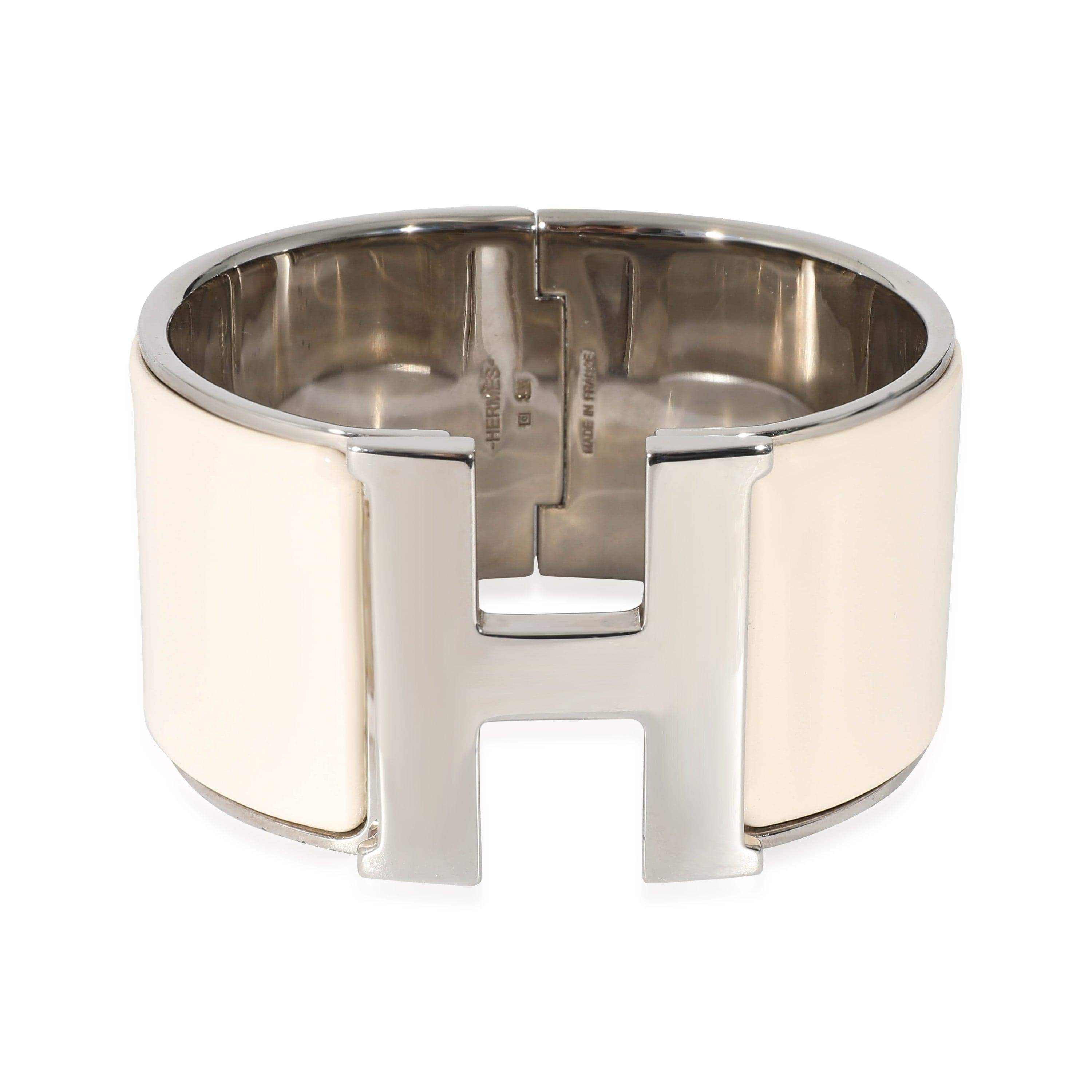Hermès Clic Clac Palladium Plated Wide Bracelet in Creme – LuxuryPromise