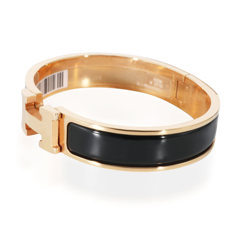 MIB 100%AUTH Hermes Wide Clic Clac H Bracelet Black Ename Rose Gold HDW  Size PM | eBay