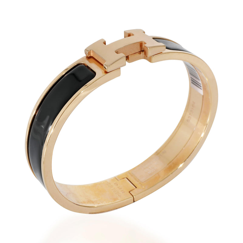 Hermes Black and Gold Clic H Narrow PM Bracelet – I MISS YOU VINTAGE