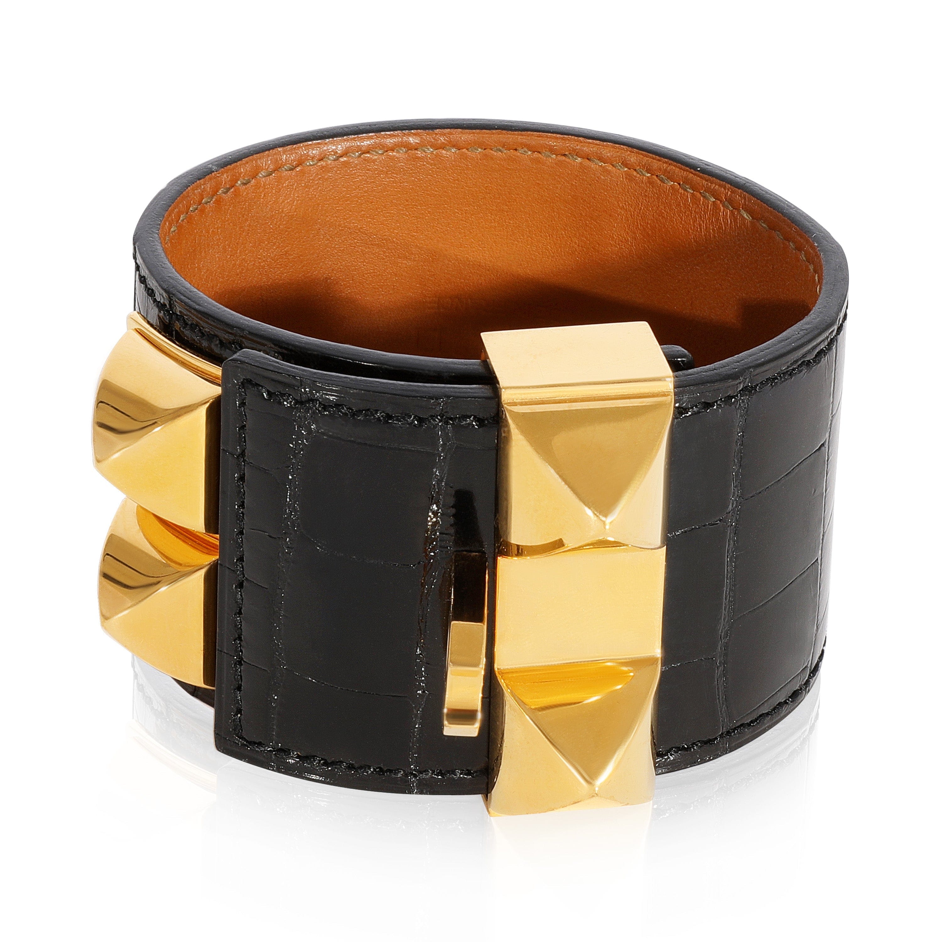 Hermès Hermès Collier de Chien Bracelet Black Shiny Alligator Bracelet 2013