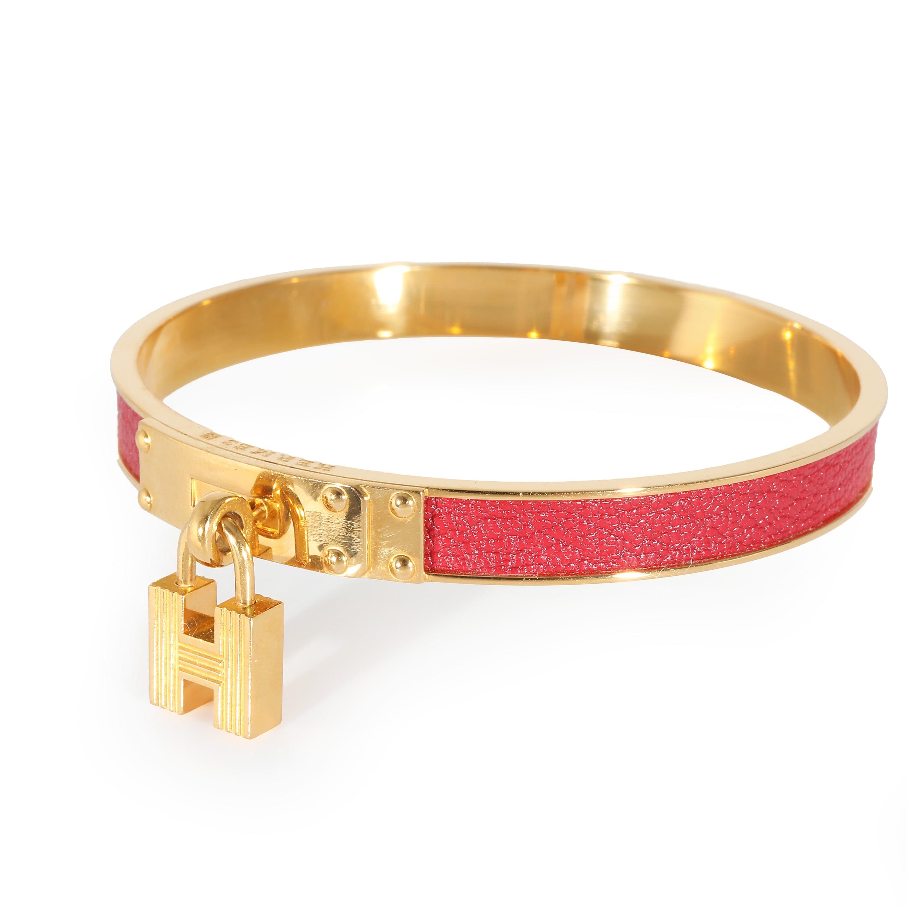 Hermès Hermès Kelly Vintage H Lock Red Leather Bangle