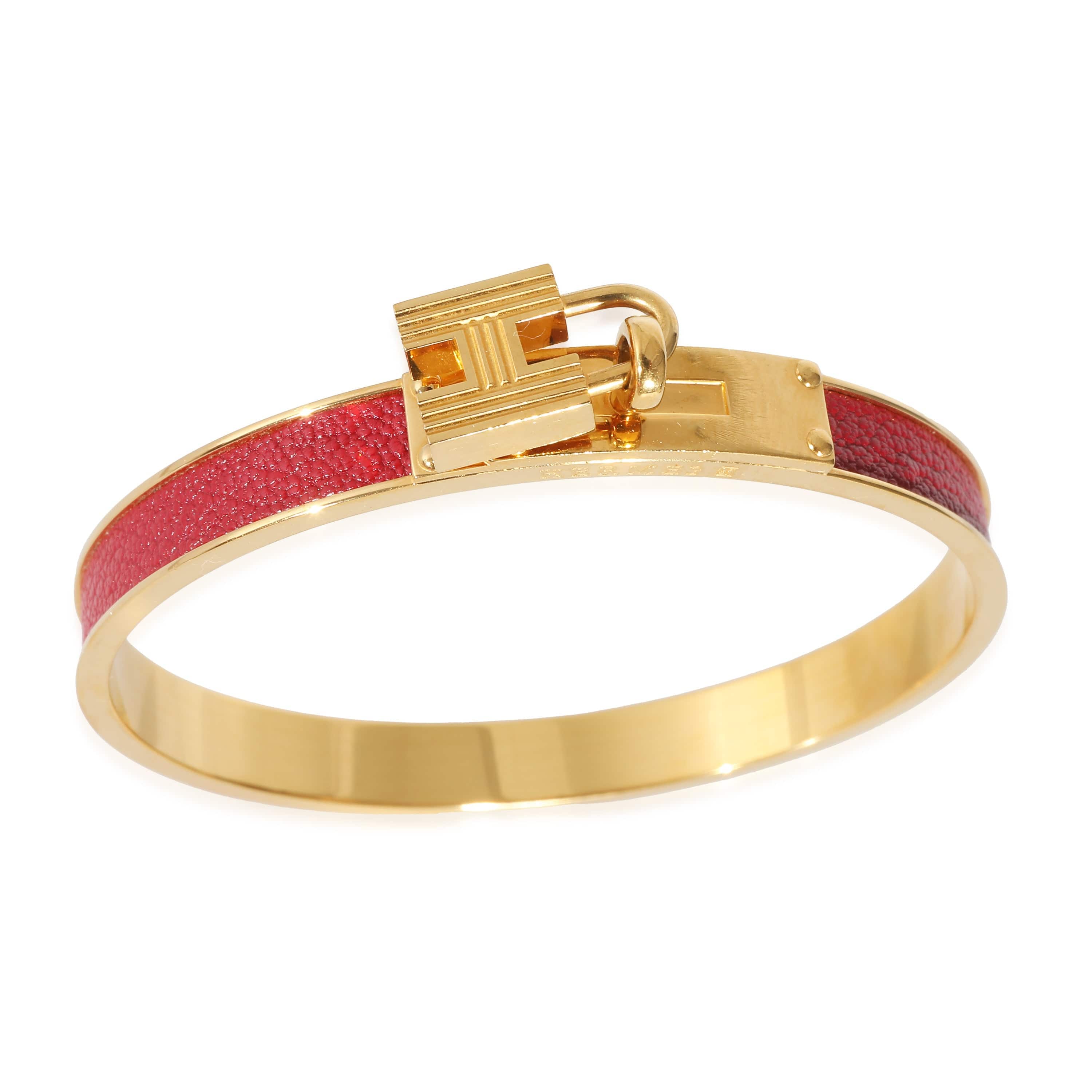 Hermès Hermès Kelly Vintage H Lock Red Leather Bangle