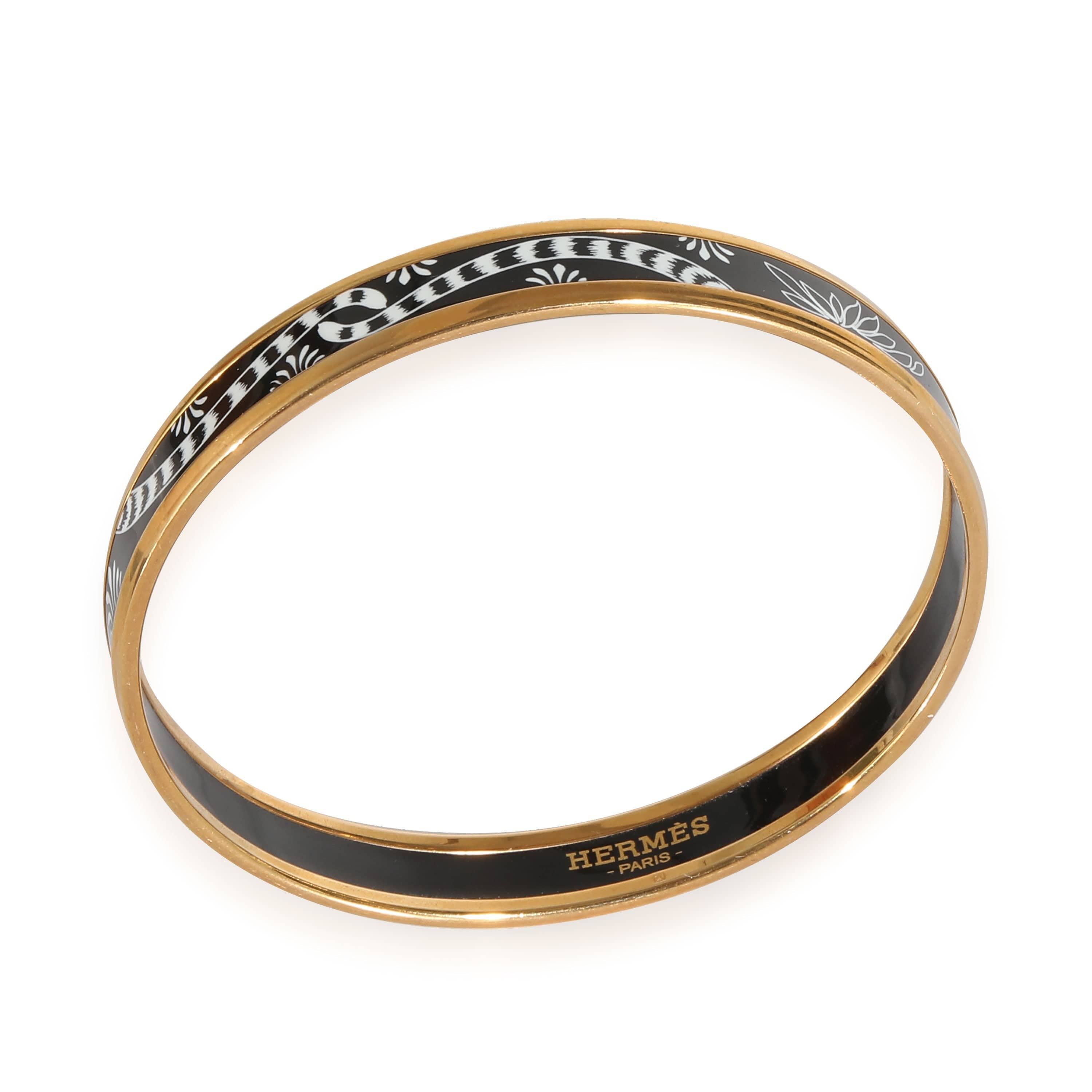 Hermès Hermès Plated Narrow Enamel Les Leopards Bangle (62MM)