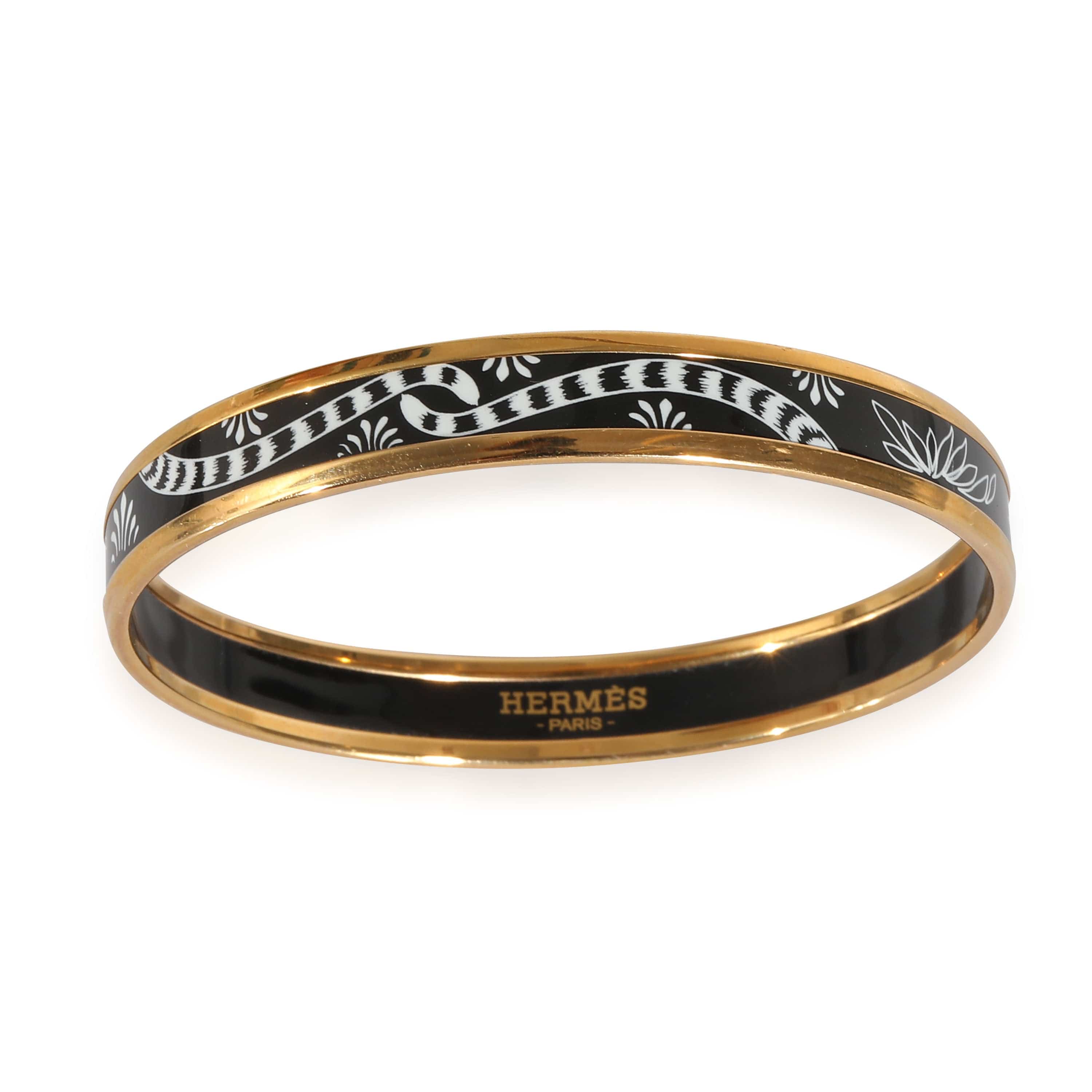 Hermès Hermès Plated Narrow Enamel Les Leopards Bangle (62MM)