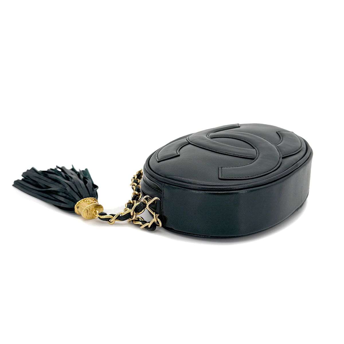 HERMES Chanel Vintage Oval Fringe Bag Khaki Lambskin GHW #1 90266721