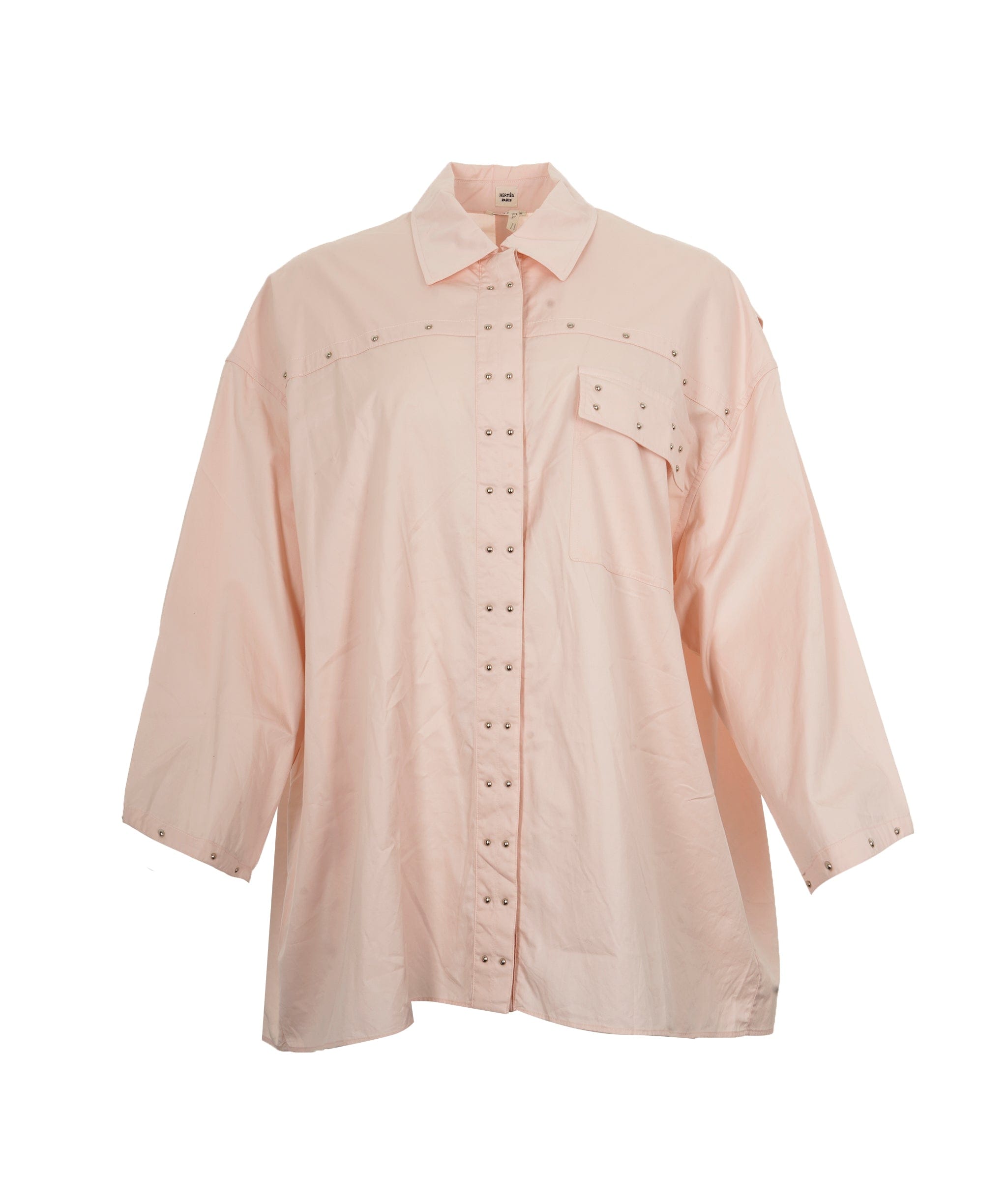 Hermès Hermes Cotton Shirt - Peach 2-Pocket Studs FR42 SKC1454