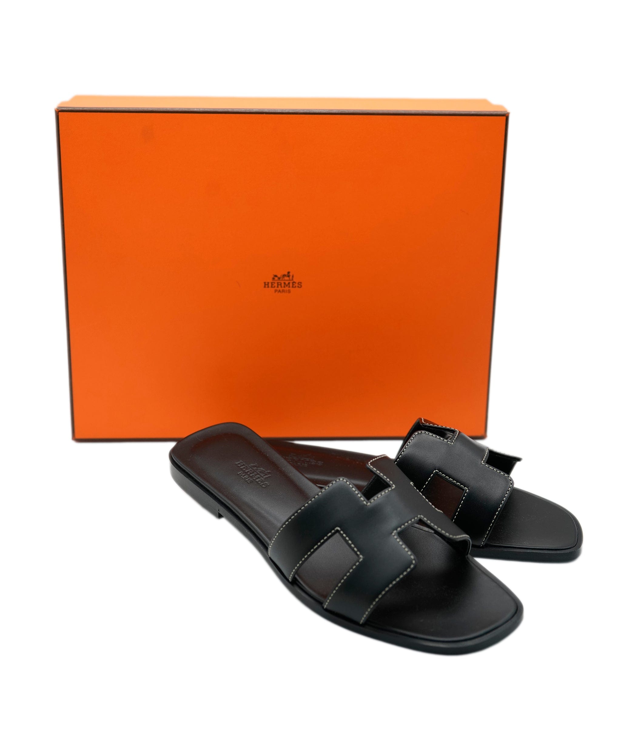 Hermès Oran Sandals, Black, Size 37.5