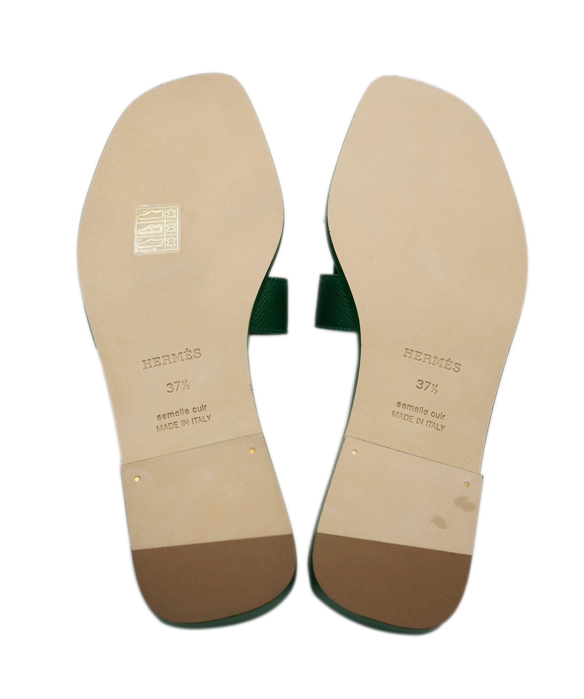 Hermès Oran Sandals, Vert Cactus, Size 37.5