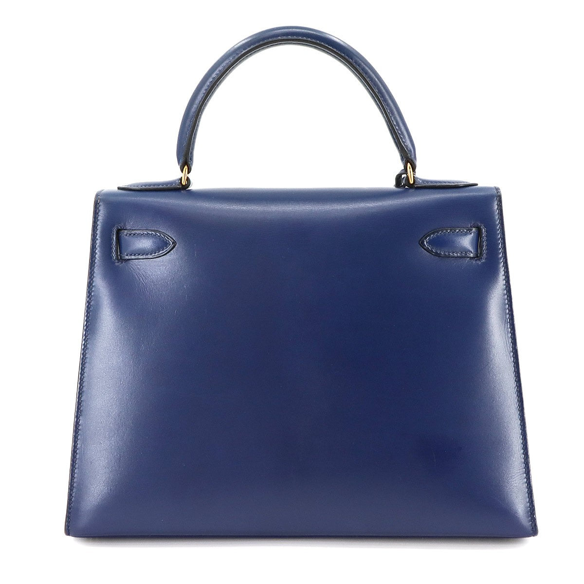 HERMES HERMES Kelly 28 Box Calf Leather Blue Hand Shoulder Bag Vintage 90297509