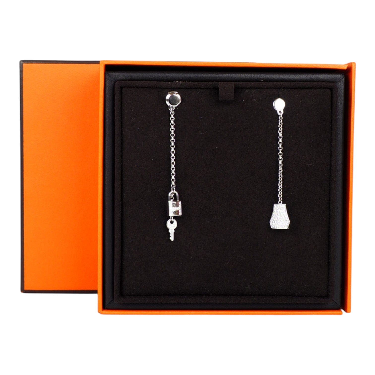 Hermes Hermes Kelly Clochette Earrings in White Gold