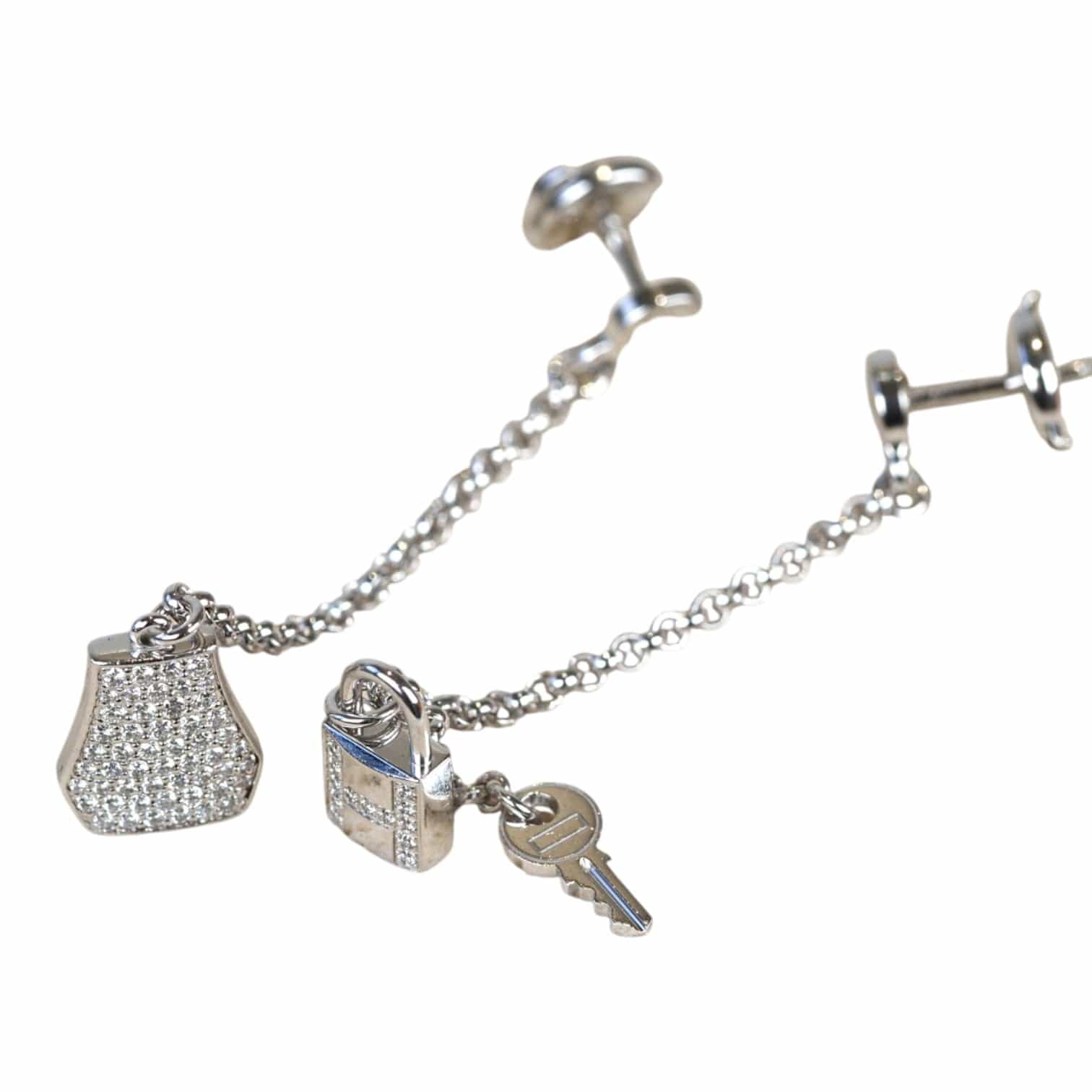 Hermes Hermes Kelly Clochette Earrings in White Gold