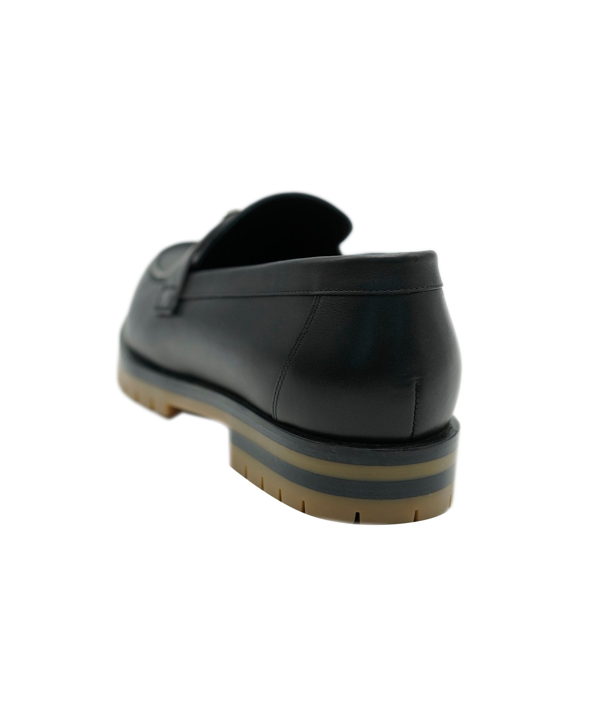 Hermès Hermes Black Leather Constance Loafers Palladium Hardware Size 39 AGC1646