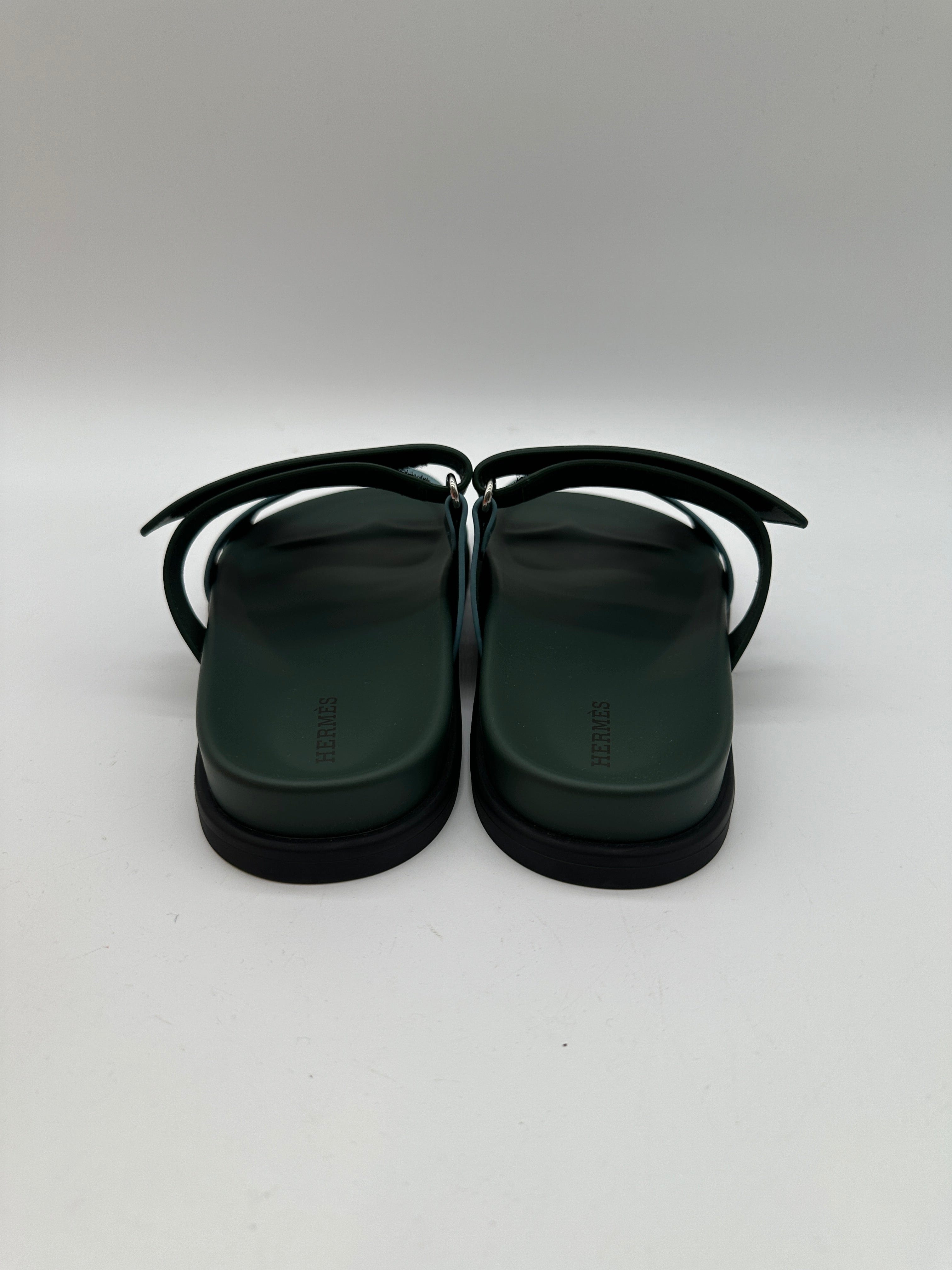 Hermès Hermès Chypre sandal bleu citadin / vert bouteille 405 PCA987