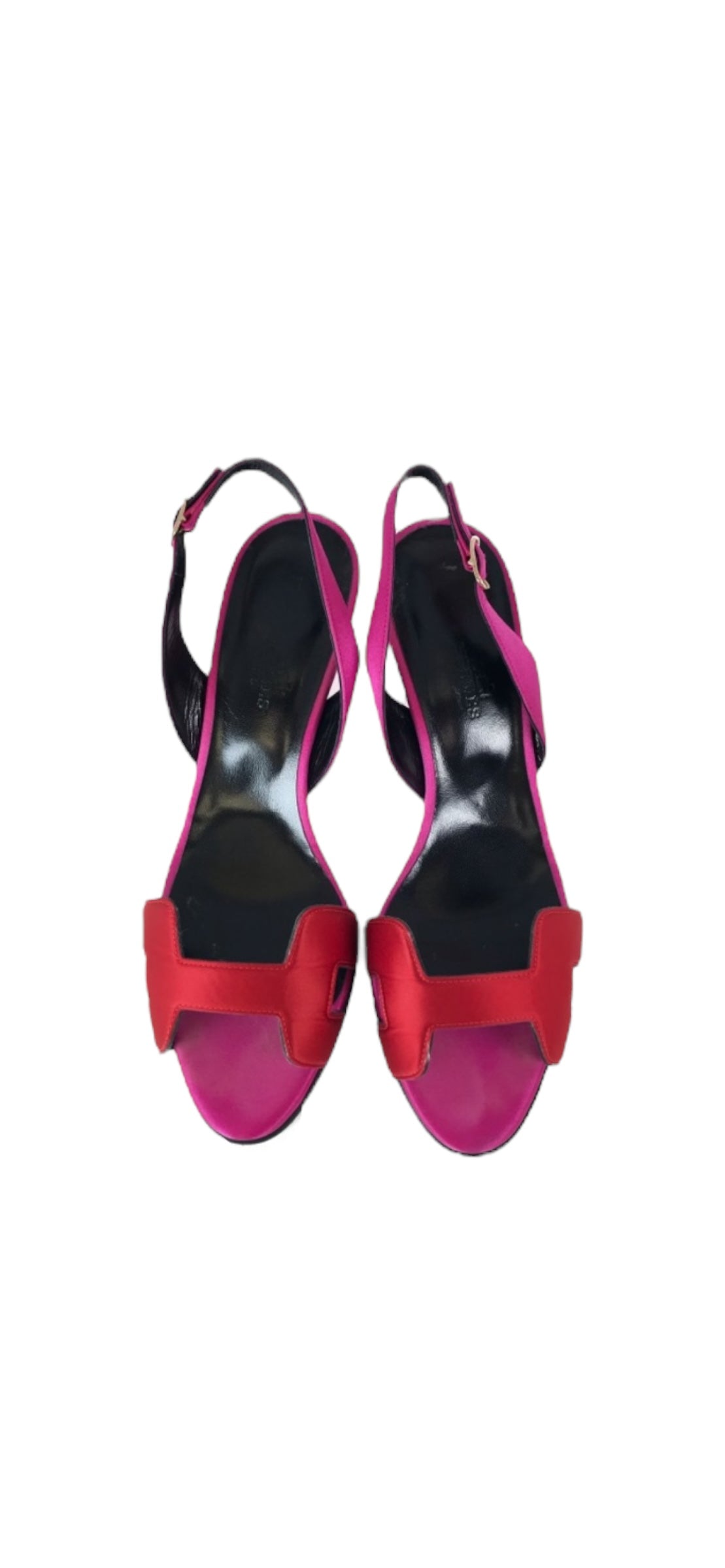 Hermès Hermes Night Sandals 70 Bicolour Fuchsia / Red Satin Size 38 SKC1748